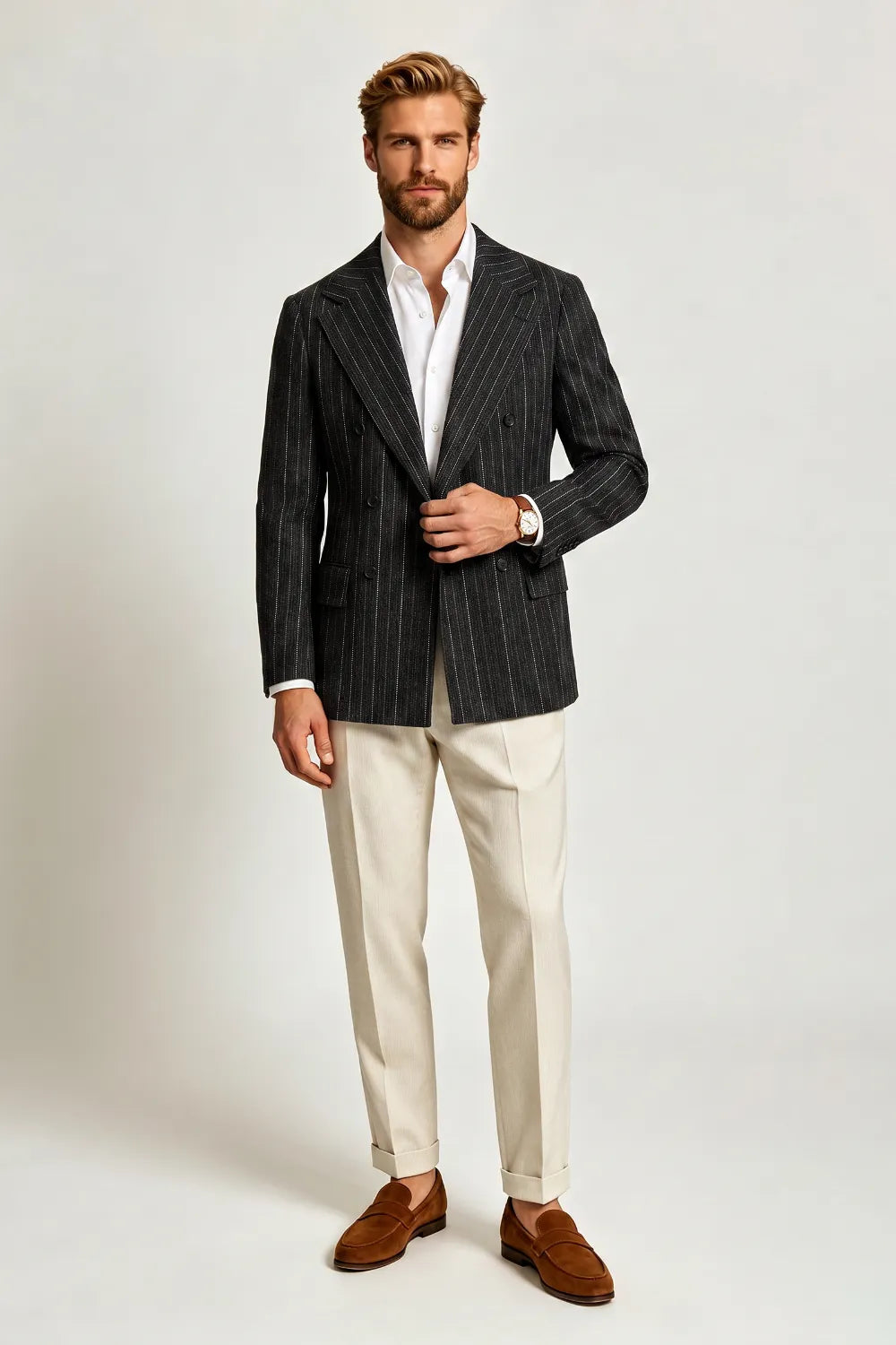 Men's Dark Pinstripe 2 Piece Suit