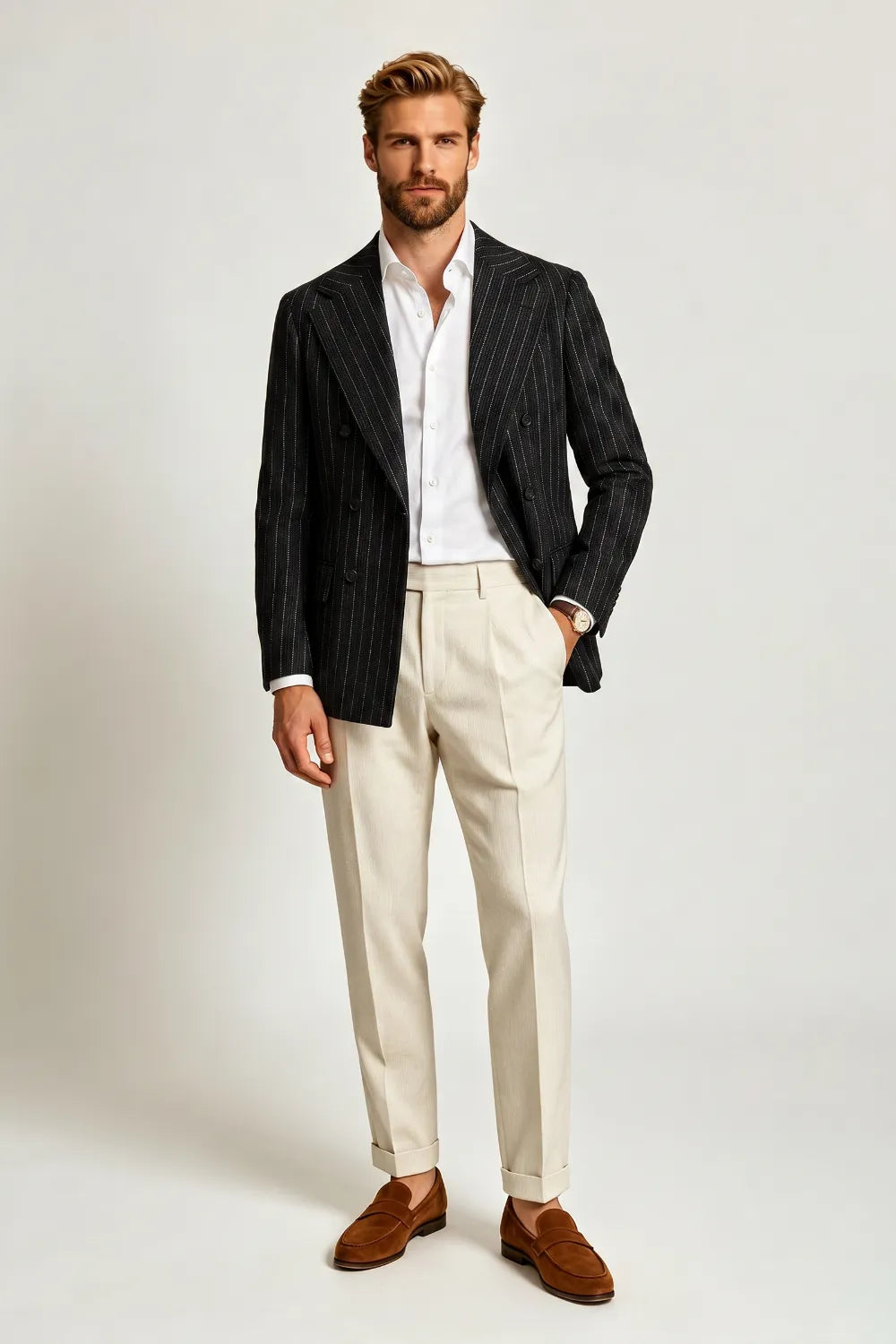 Men's Dark Pinstripe 2 Piece Suit