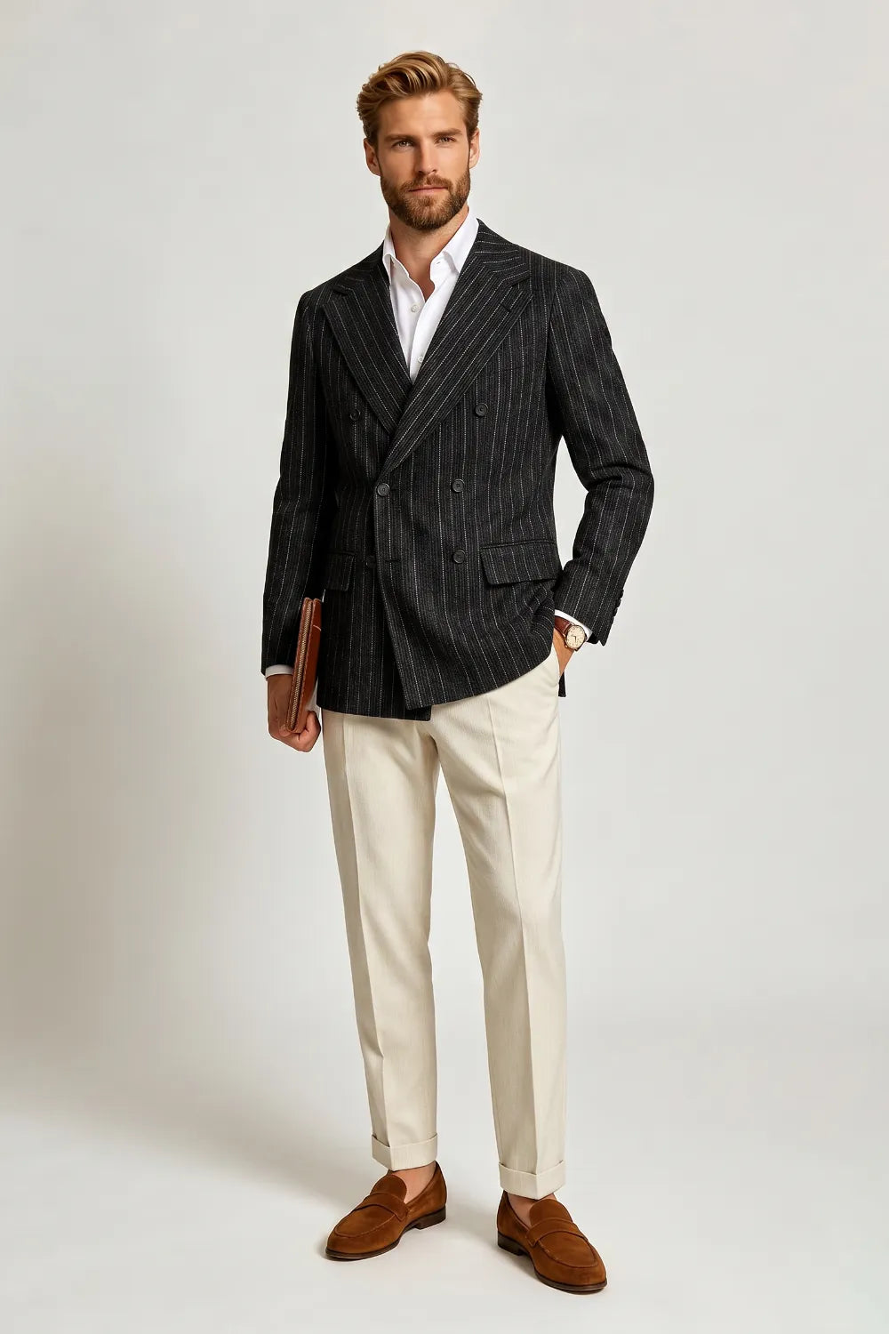 Men's Dark Pinstripe 2 Piece Suit
