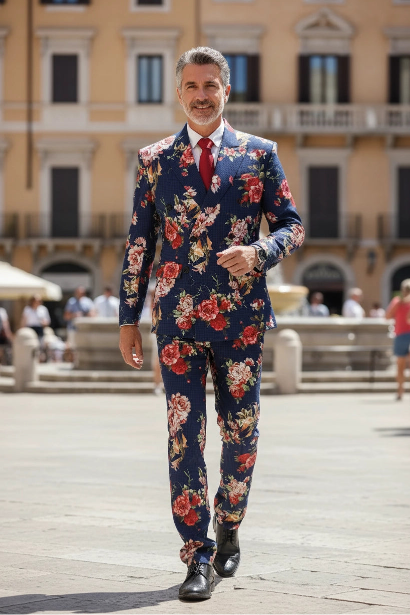 Men's Bold Bloom Floral 2 Piece Suit