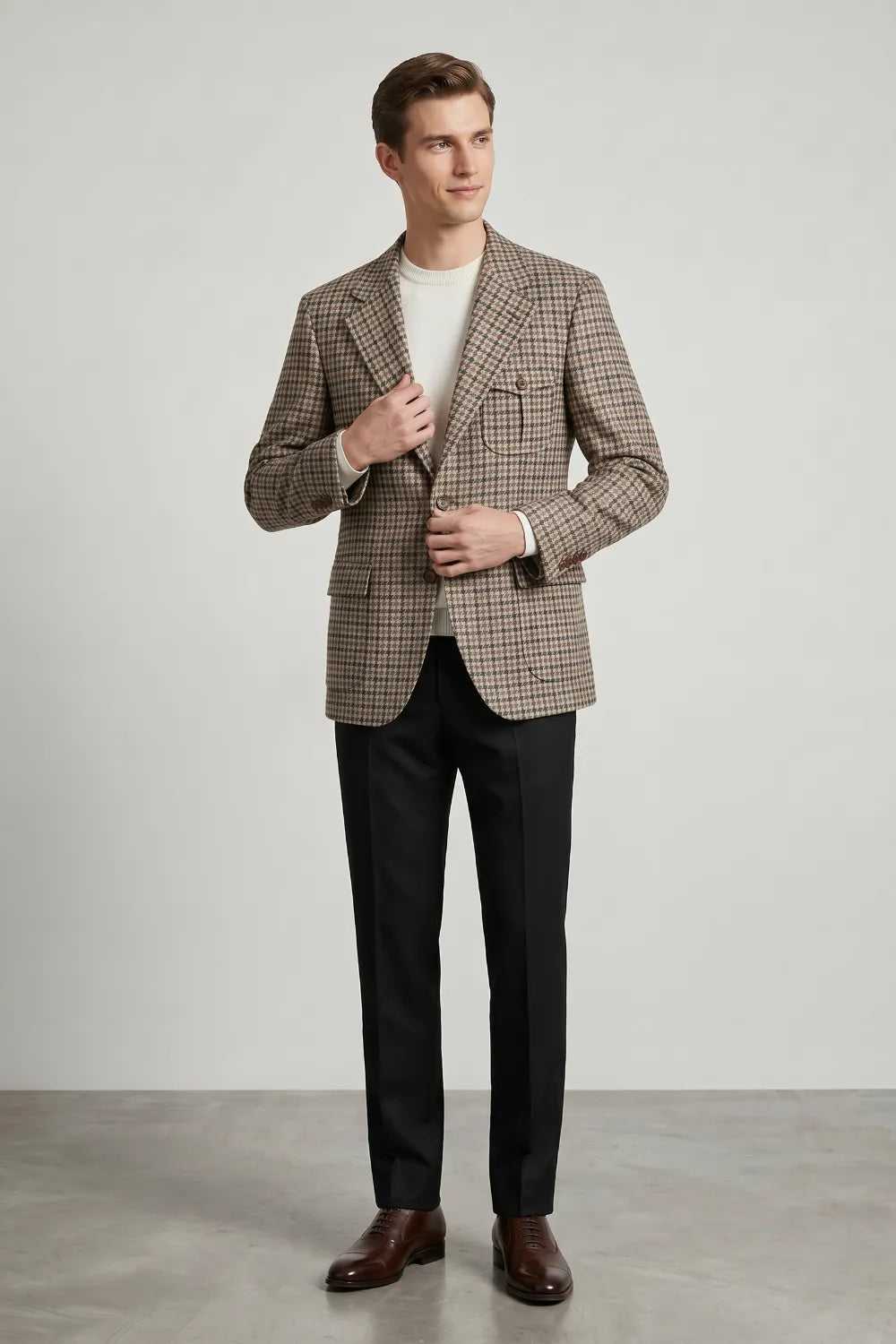 Men's Glen Plaid Notch Lapel 2 Piece Suit