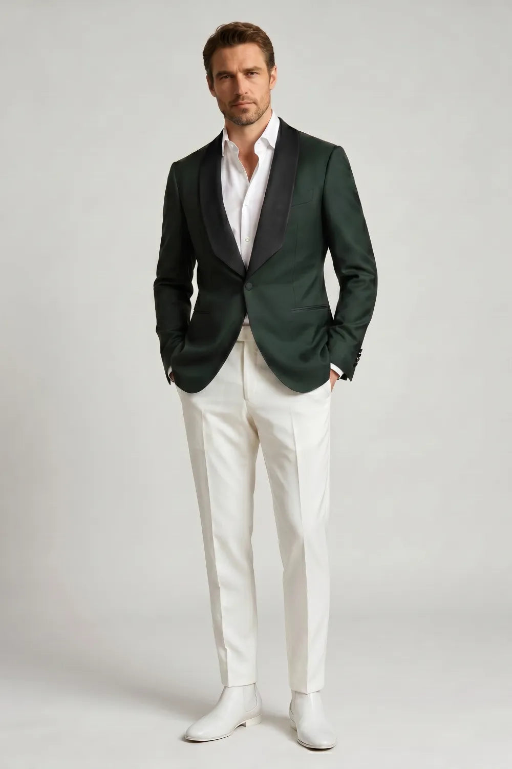 Men's Emerald Green Black Shawl Lapel 2-Piece Tuxedo Suit