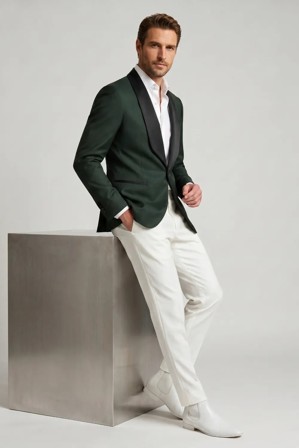 Men's Emerald Green Black Shawl Lapel 2-Piece Tuxedo Suit
