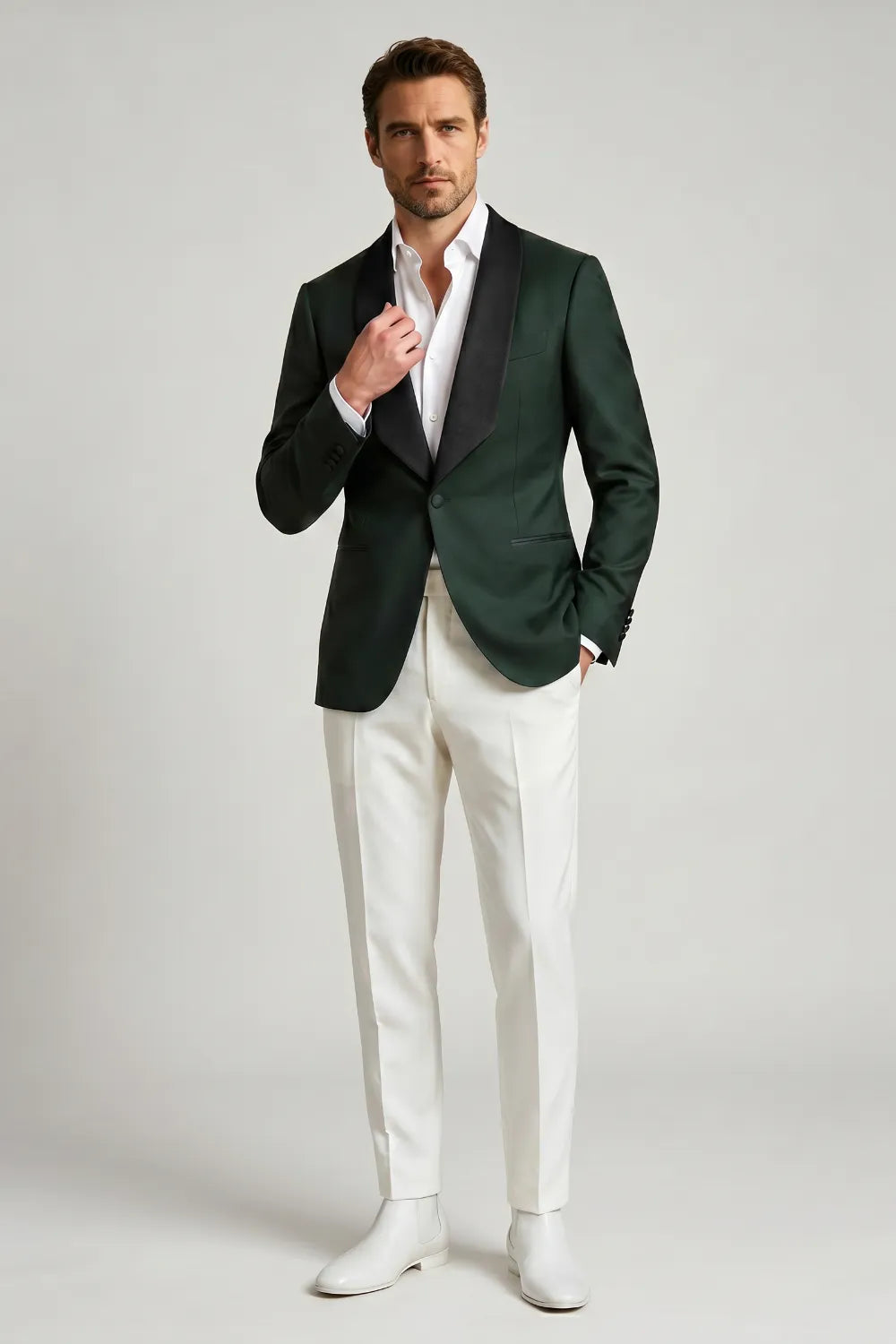 Men's Emerald Green Black Shawl Lapel 2-Piece Tuxedo Suit