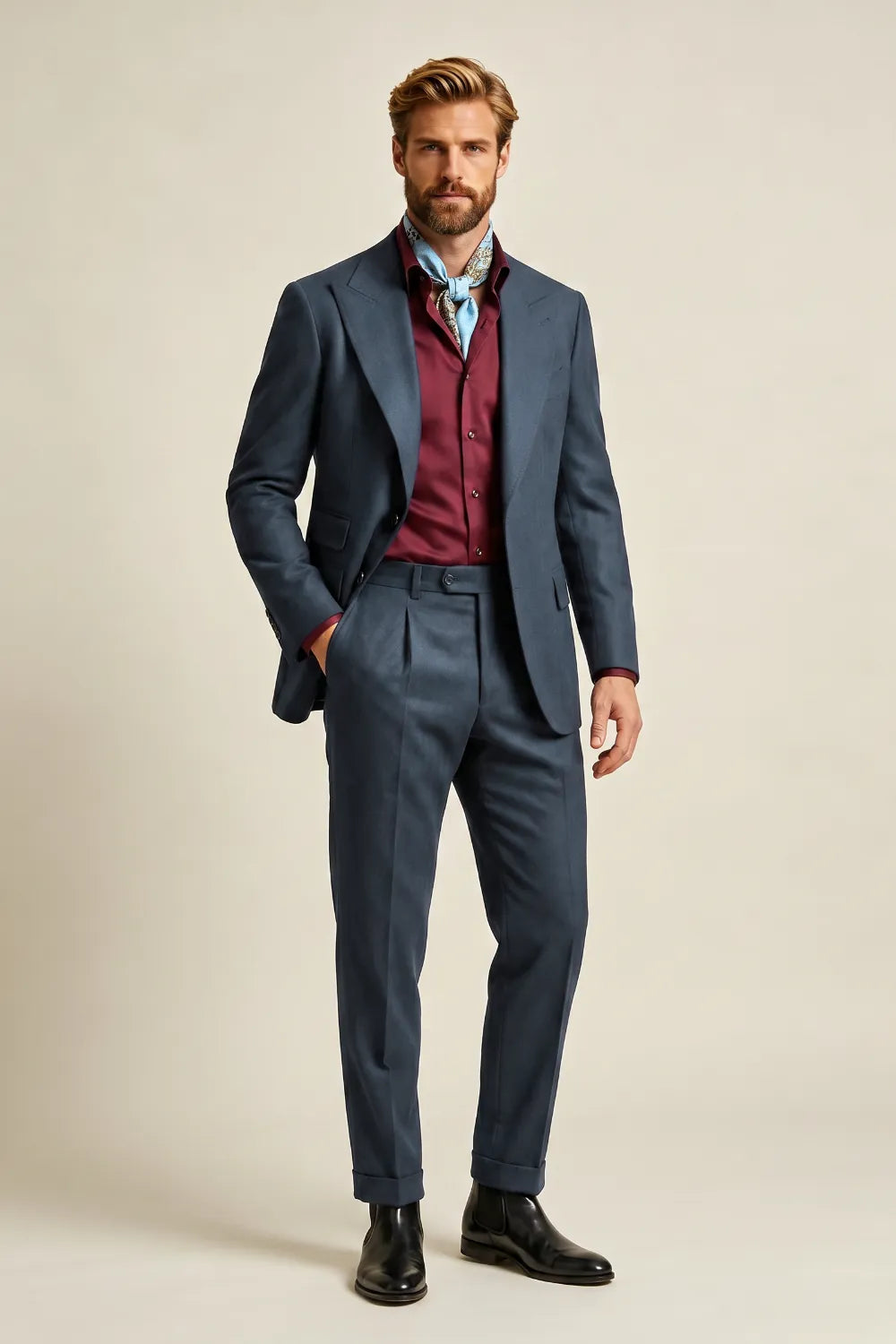 Men's Navy Blue Formal 2 Piece Suit