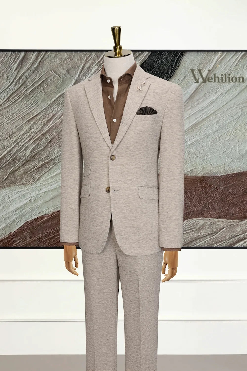 Men's Soft Grey Wool Blend 2 Piece Suit