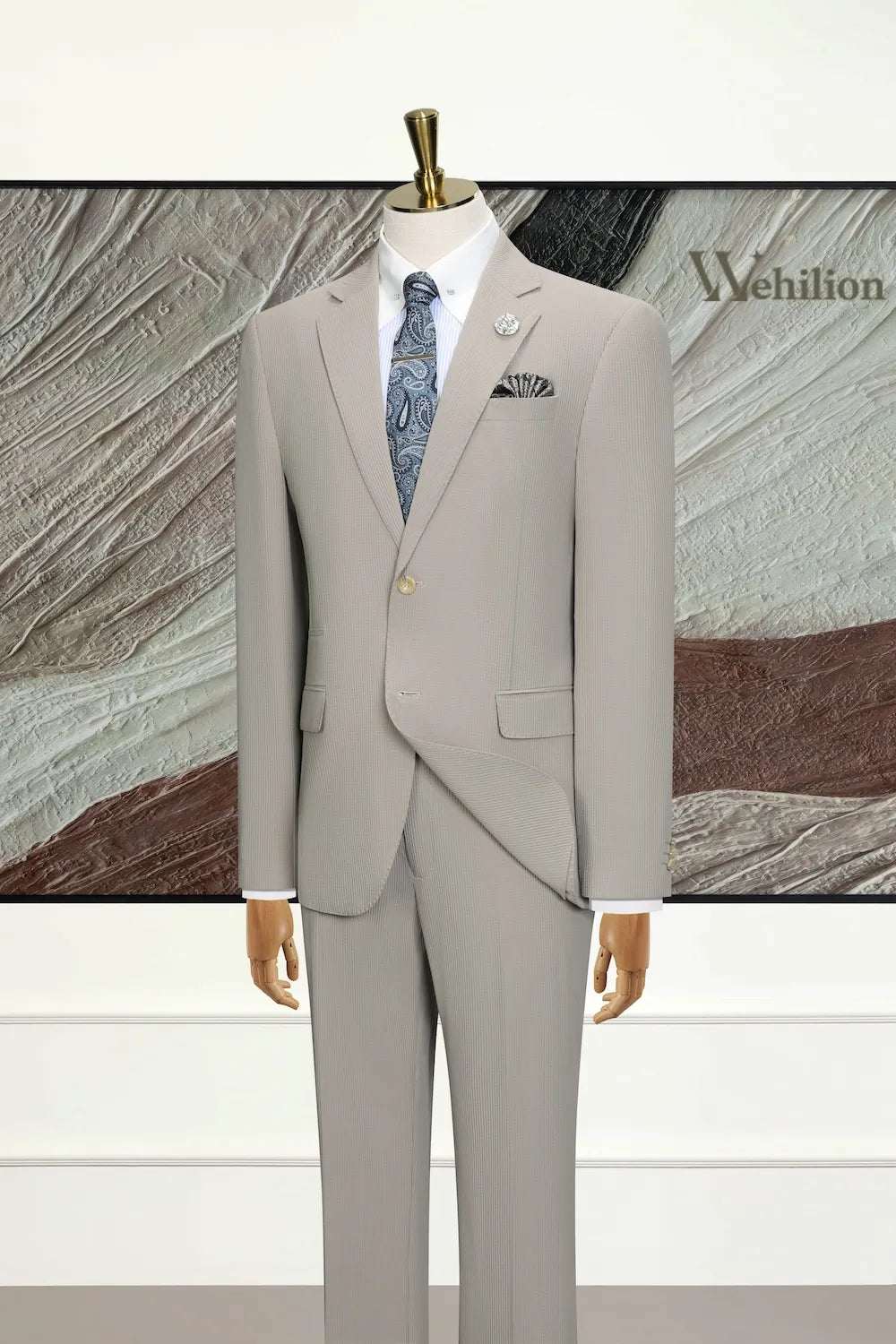 Men's Slim Fit Stripe 3 Piece Suits