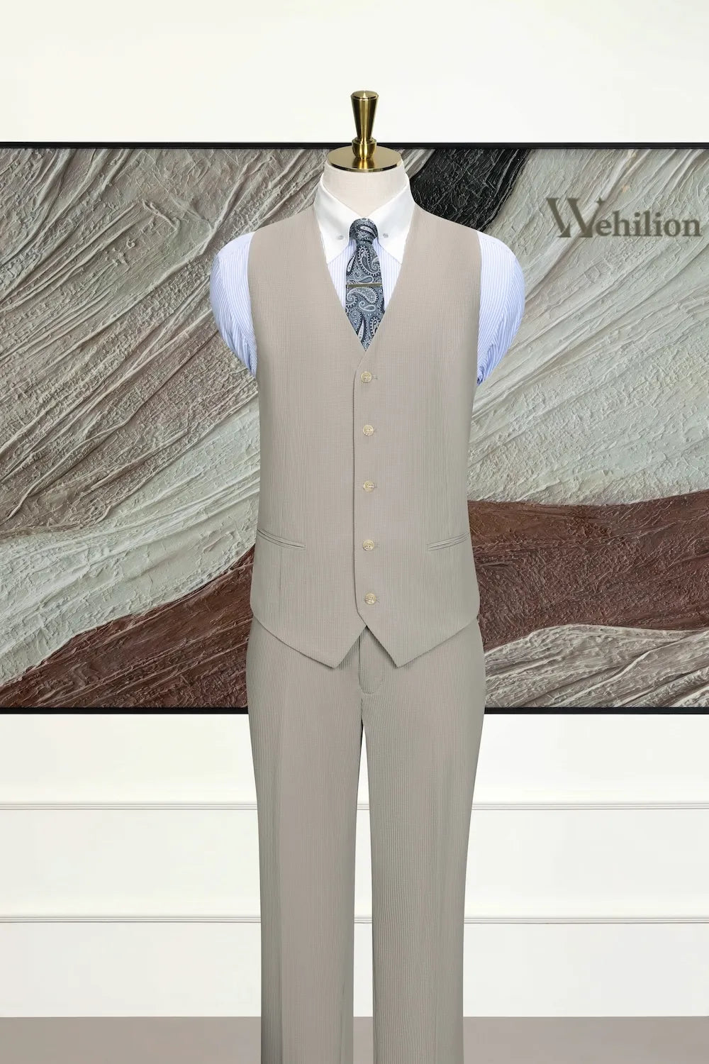 Men's Slim Fit Stripe 3 Piece Suits