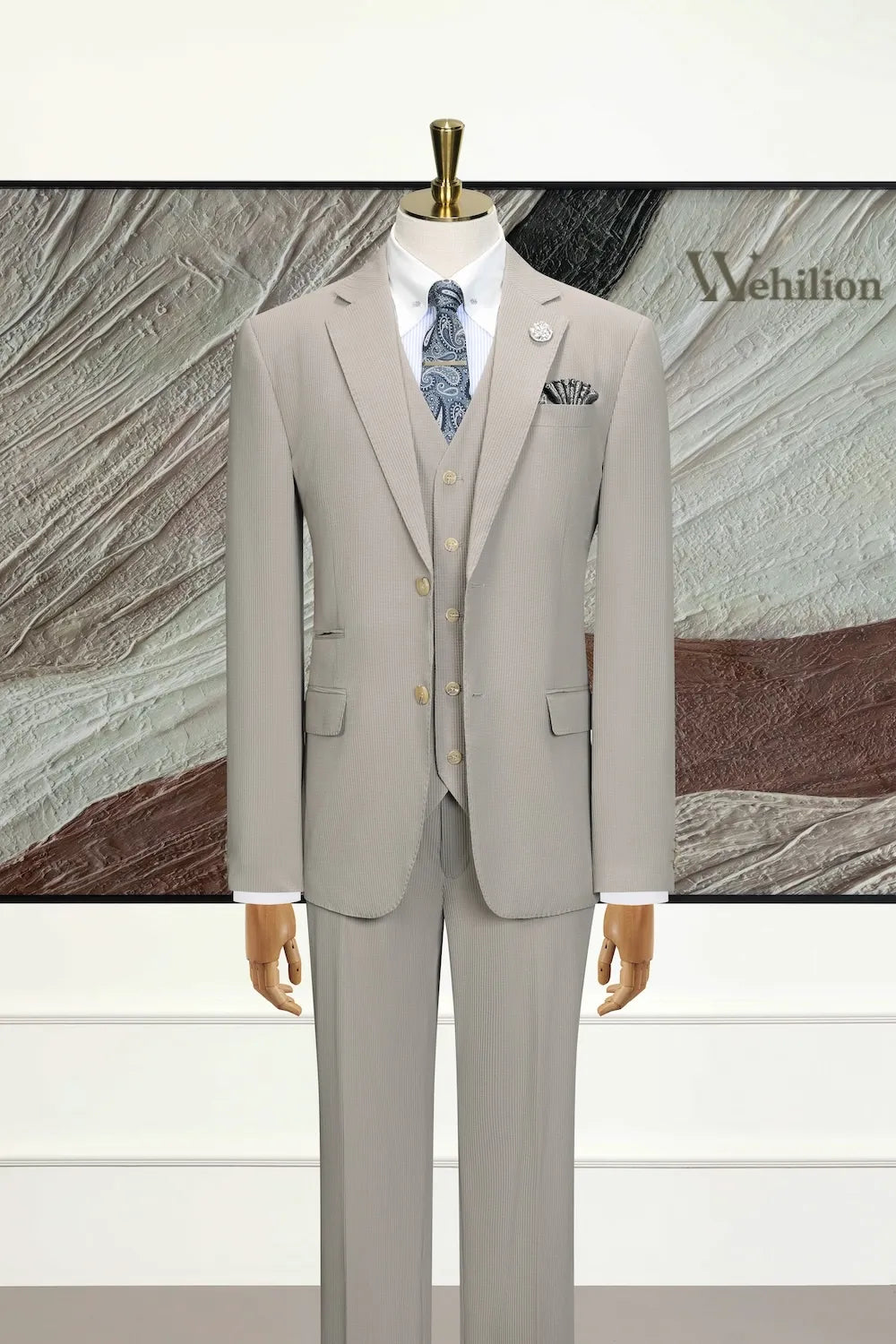 Men's Slim Fit Stripe 3 Piece Suits