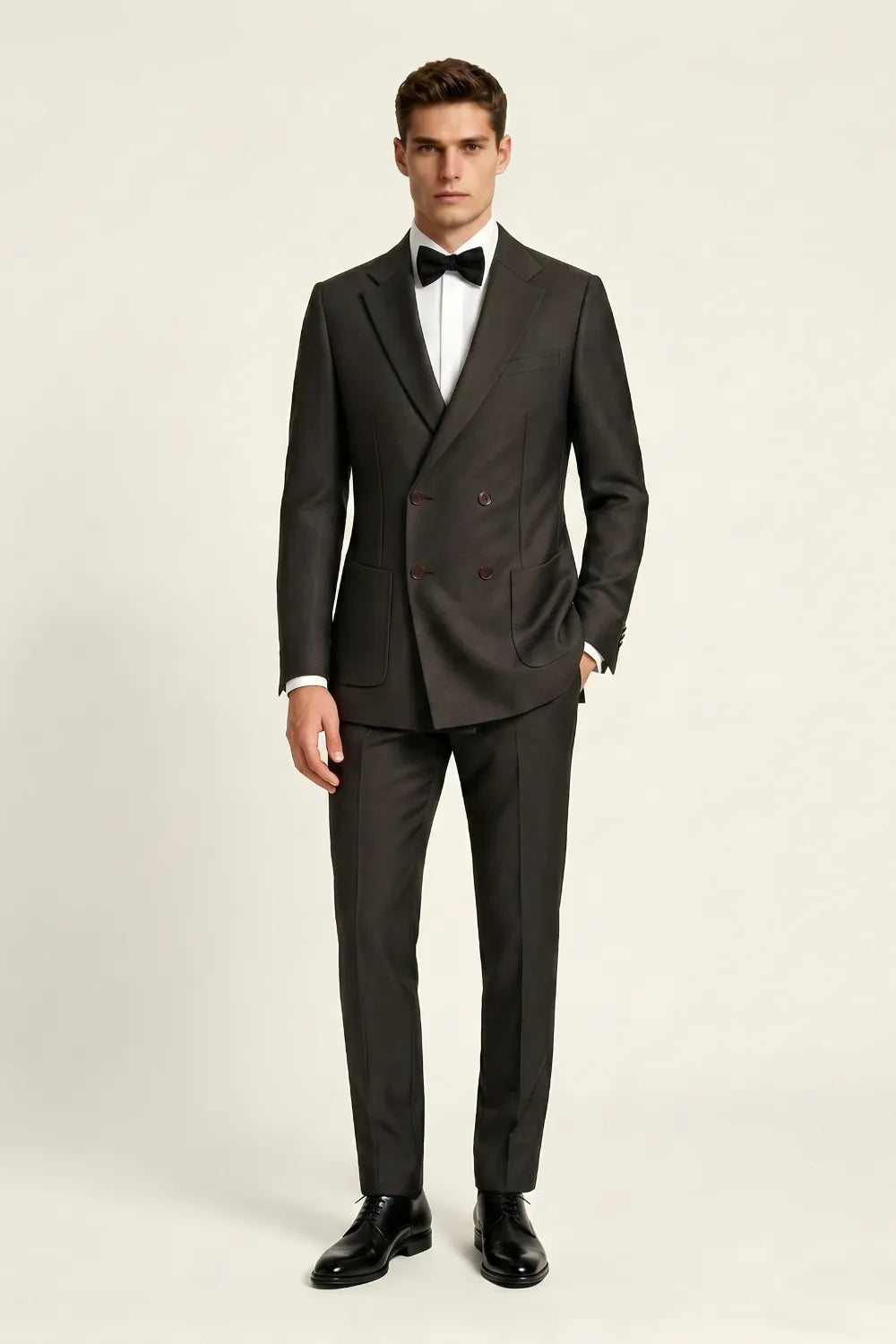 Men's Dark Brown Double Breasted Tuxedo Suit