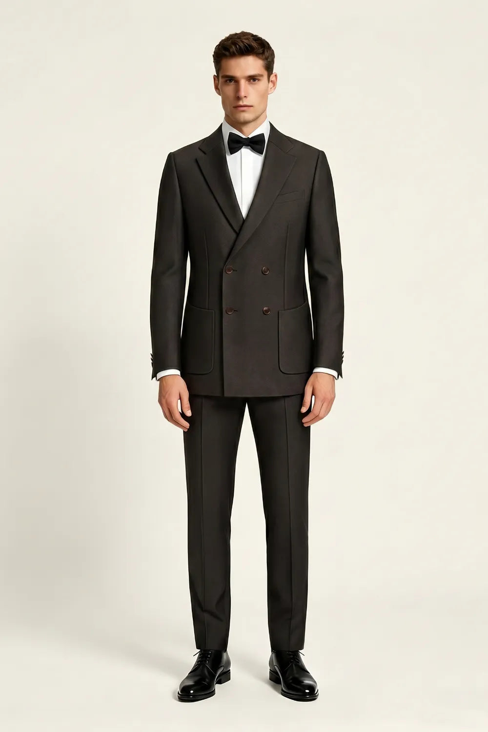 Men's Dark Brown Double Breasted Tuxedo Suit