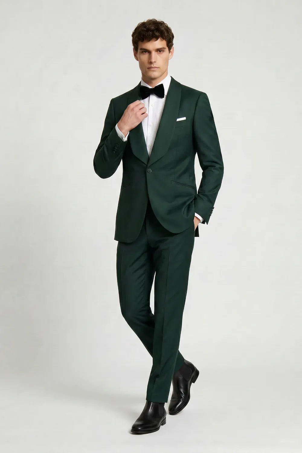 Men's Dark Green Shawl Lapel Tuxedo Suit