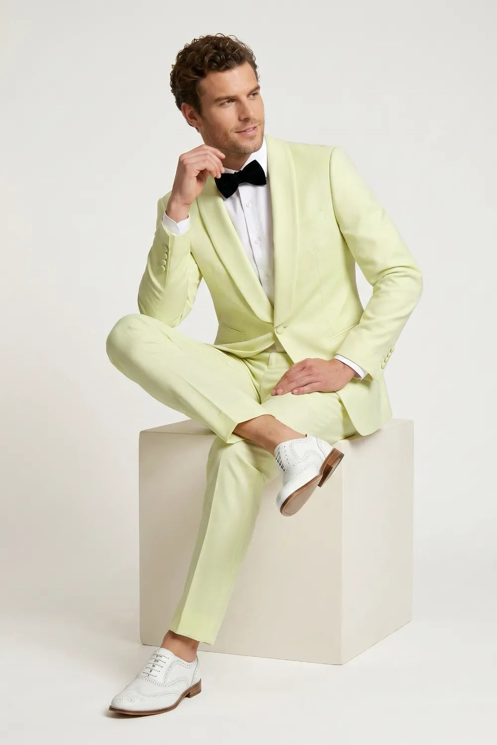 Men's Lime Green Shawl Lapel Tuxedo Suit