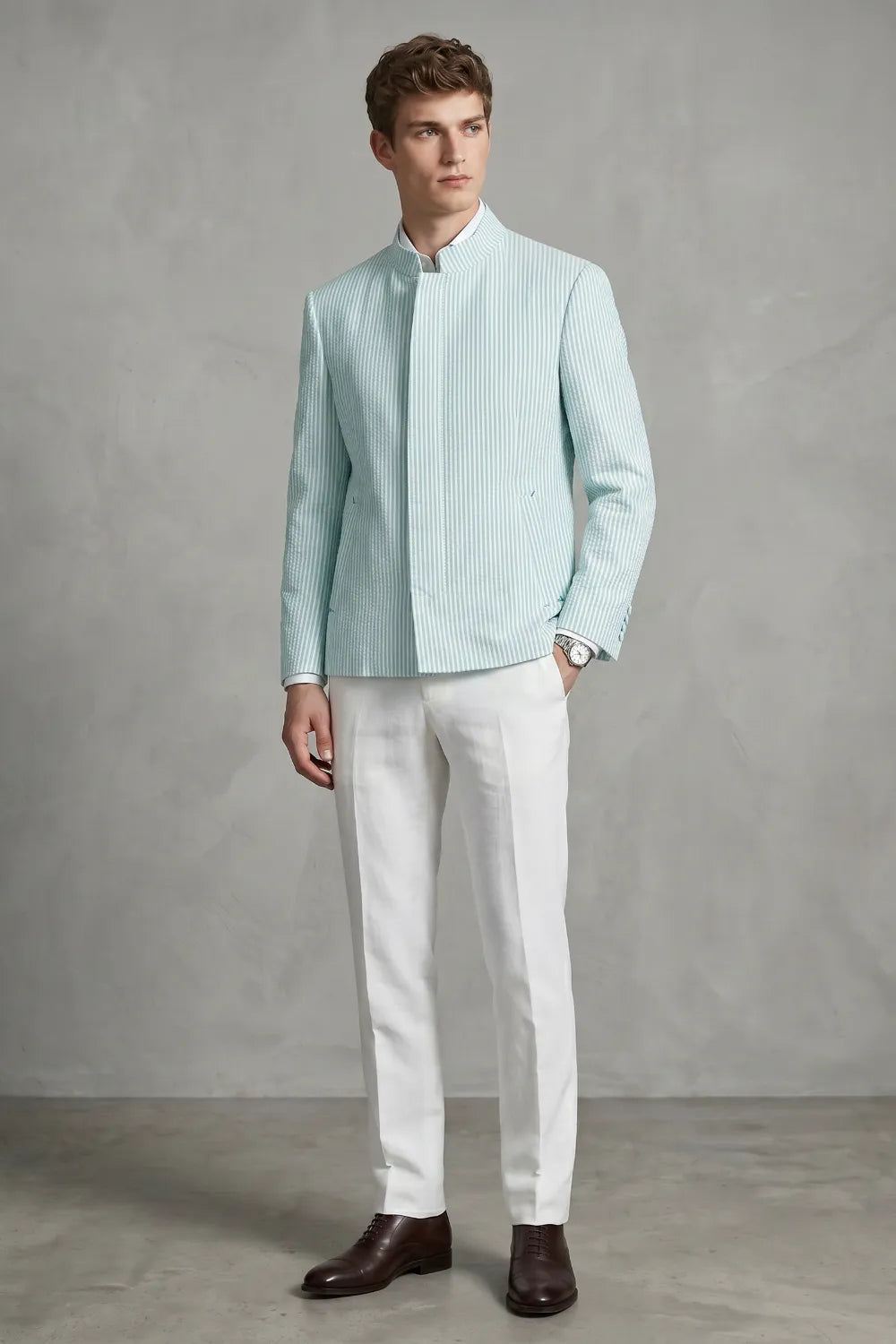 Men's Slim Fit Seersucker 2 Piece Suit