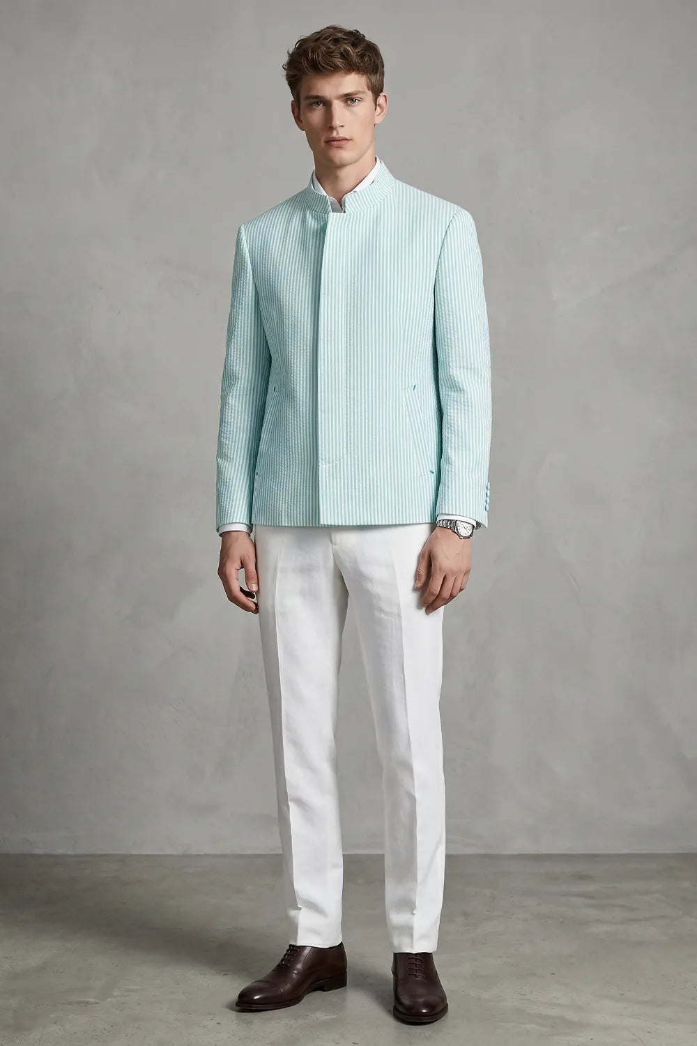 Men's Slim Fit Seersucker 2 Piece Suit
