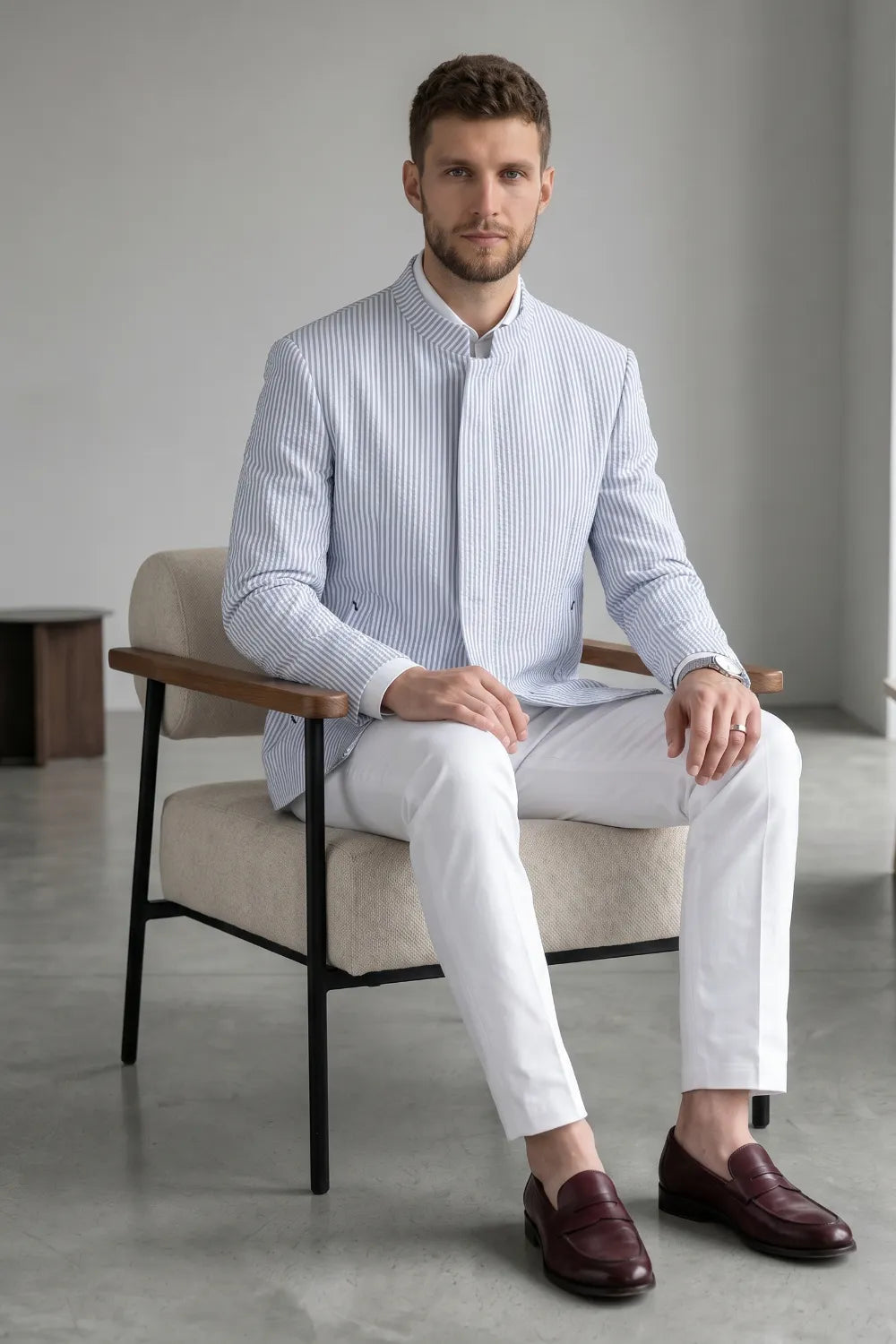 Men's Slim Fit Seersucker 2 Piece Suit
