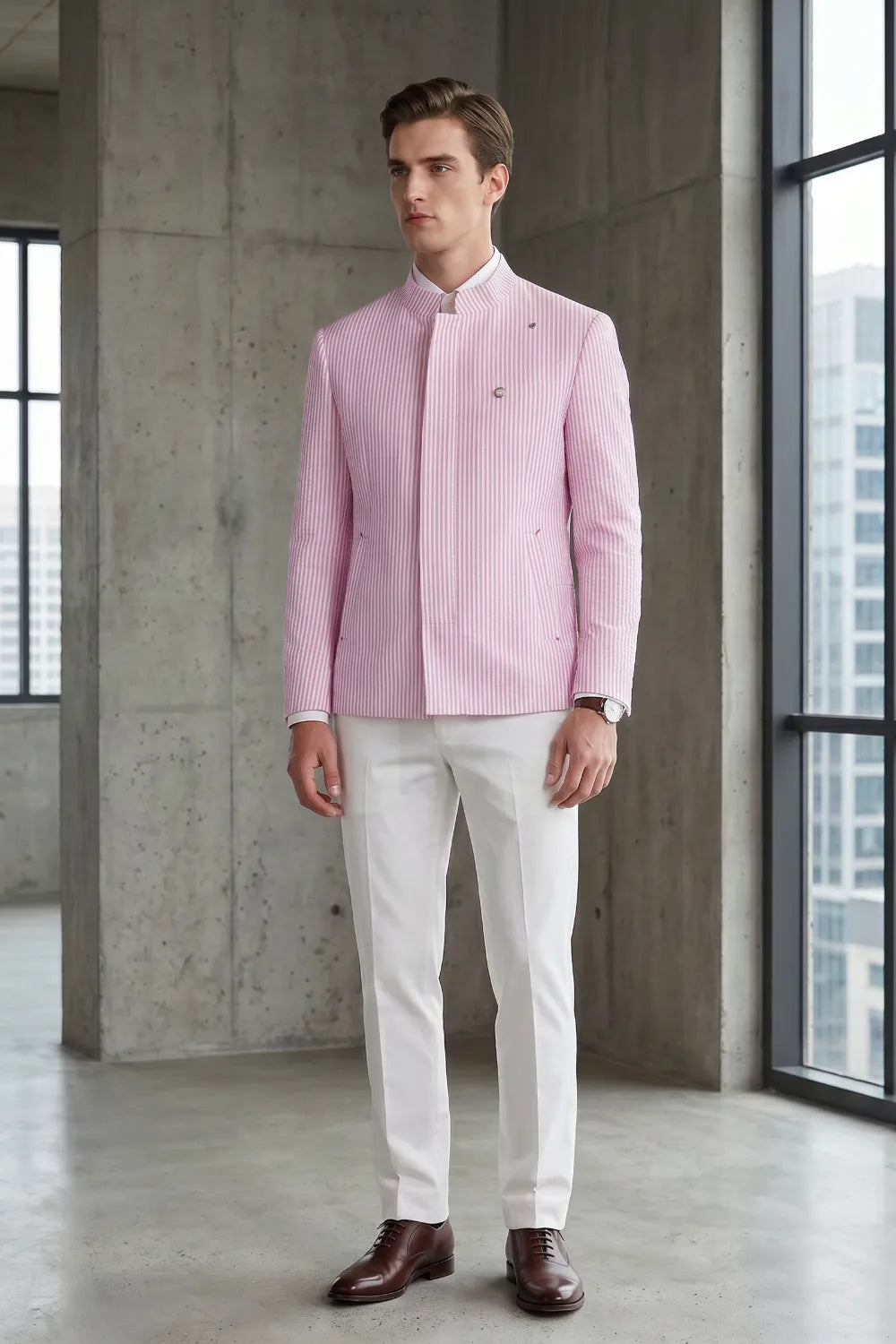 Men's Slim Fit Seersucker 2 Piece Suit