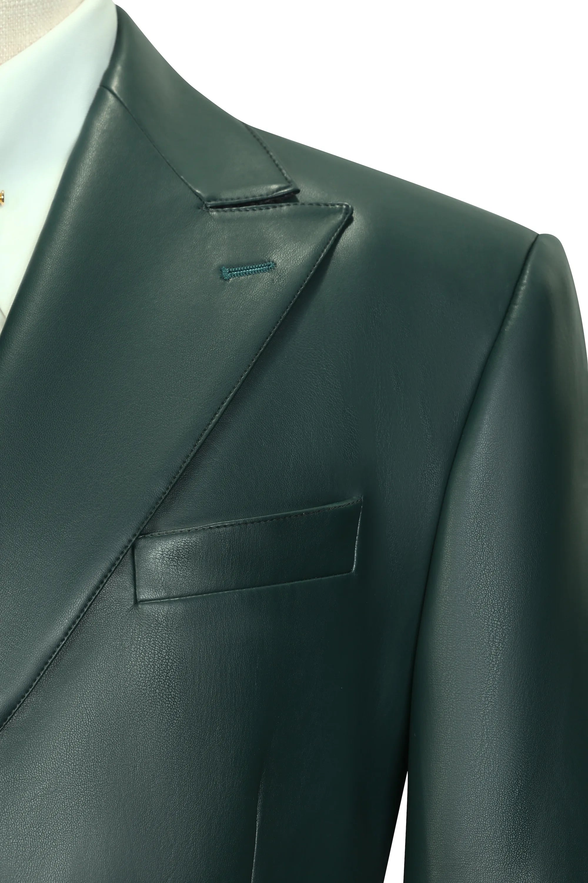 Men's Green Leather 2 Piece Suit