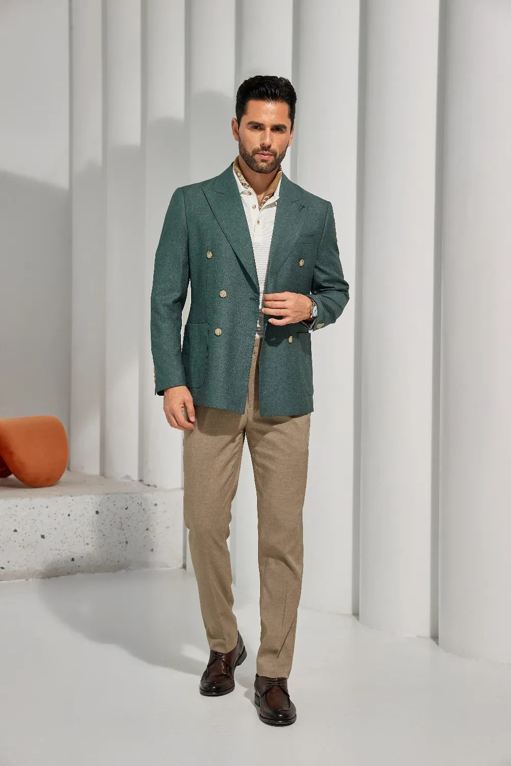 Men's Green Double Breasted Blazer