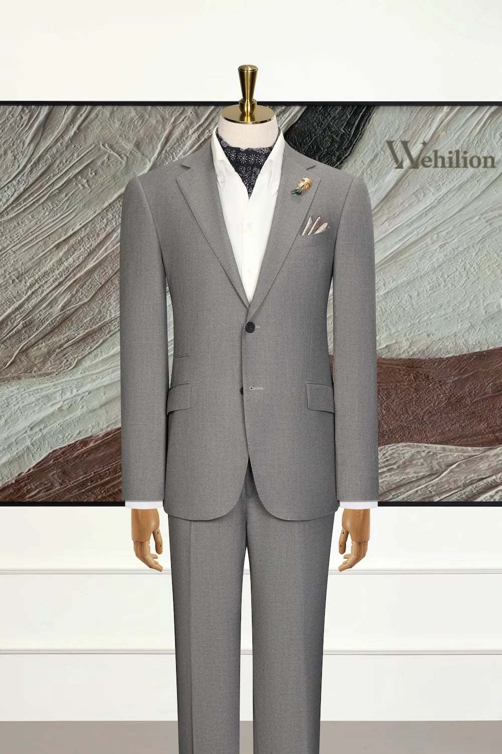 Men's Grey Slim Modern Cut 3 Piece Suits
