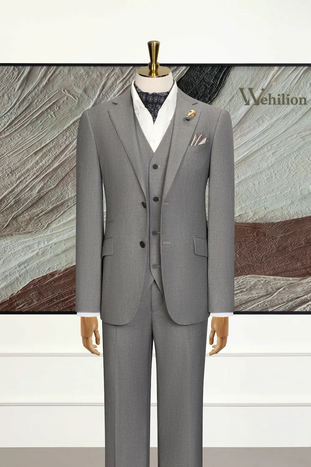Men's Grey Slim Modern Cut 3 Piece Suits
