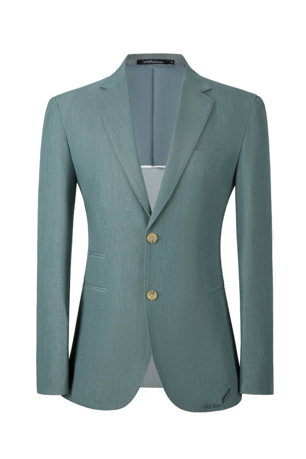 Designer style men's two button blazer - light green formal wedding wear