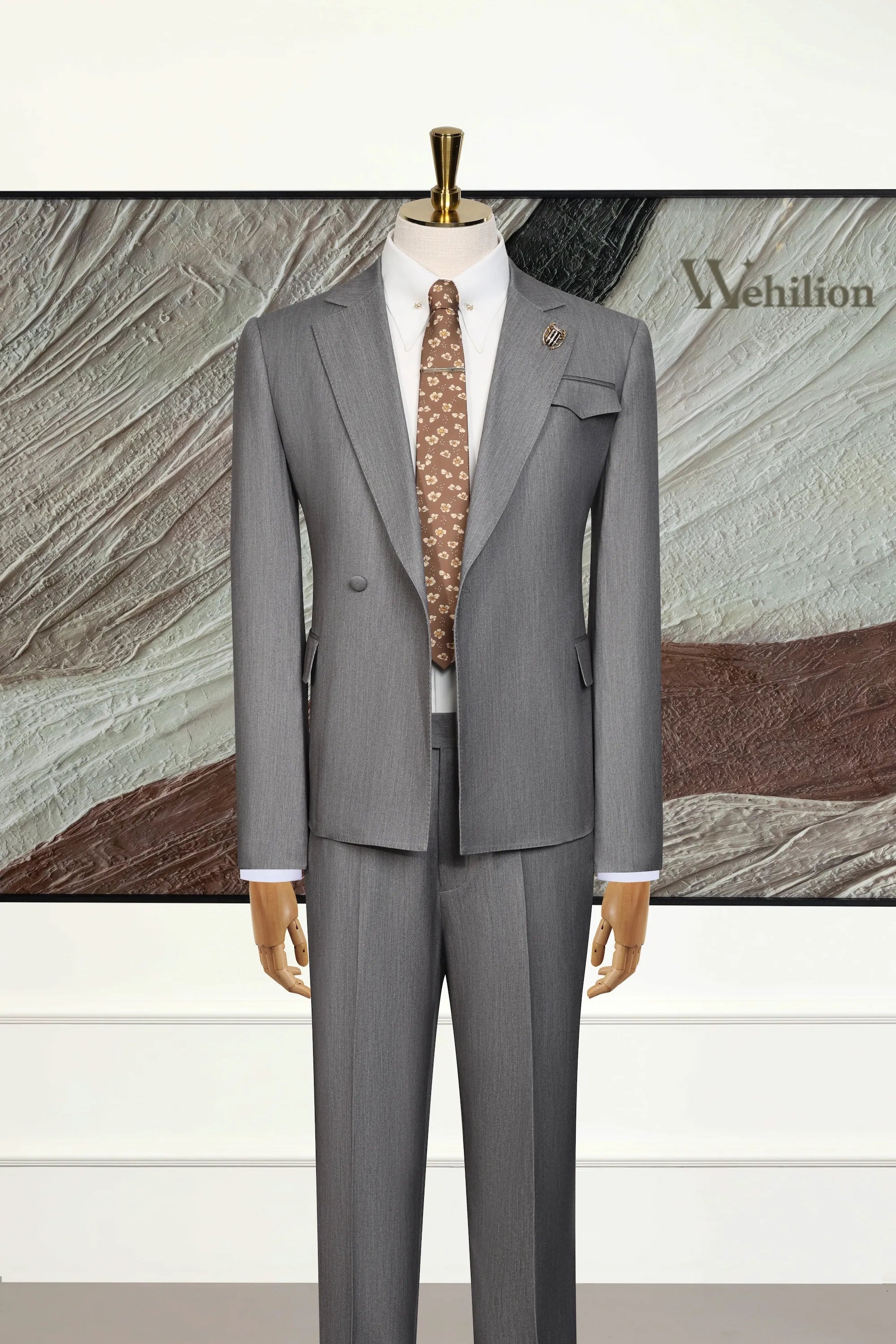 Men's Grey Denim 2 Piece Suits