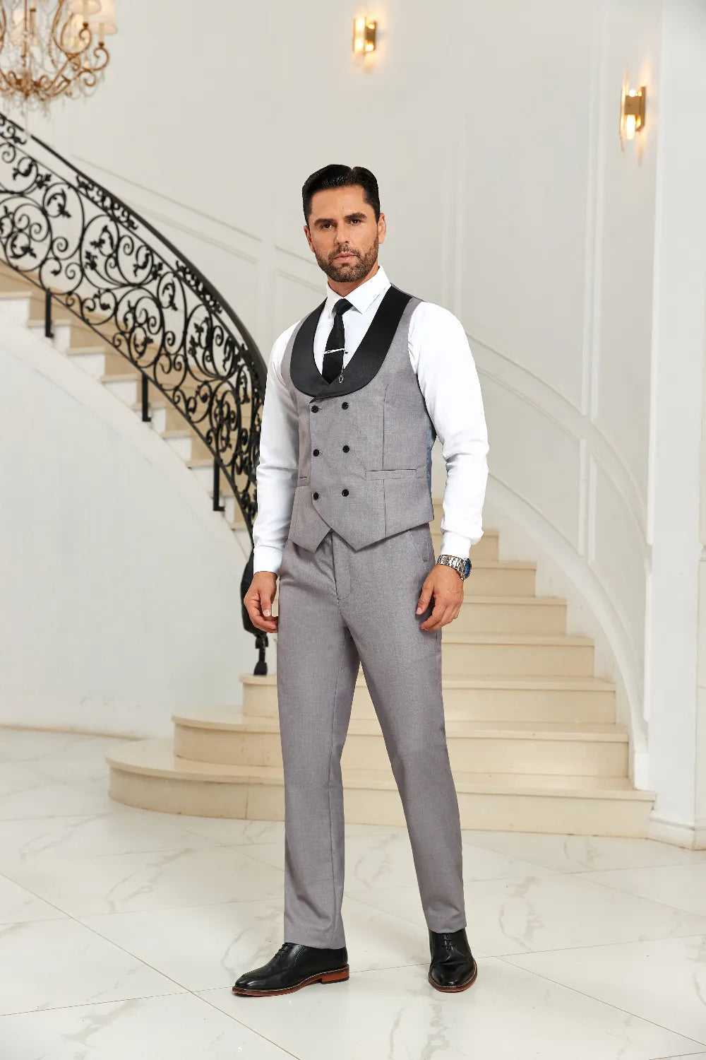 Men's Shawl Collar Vest & Pants 2 Pieces Suits