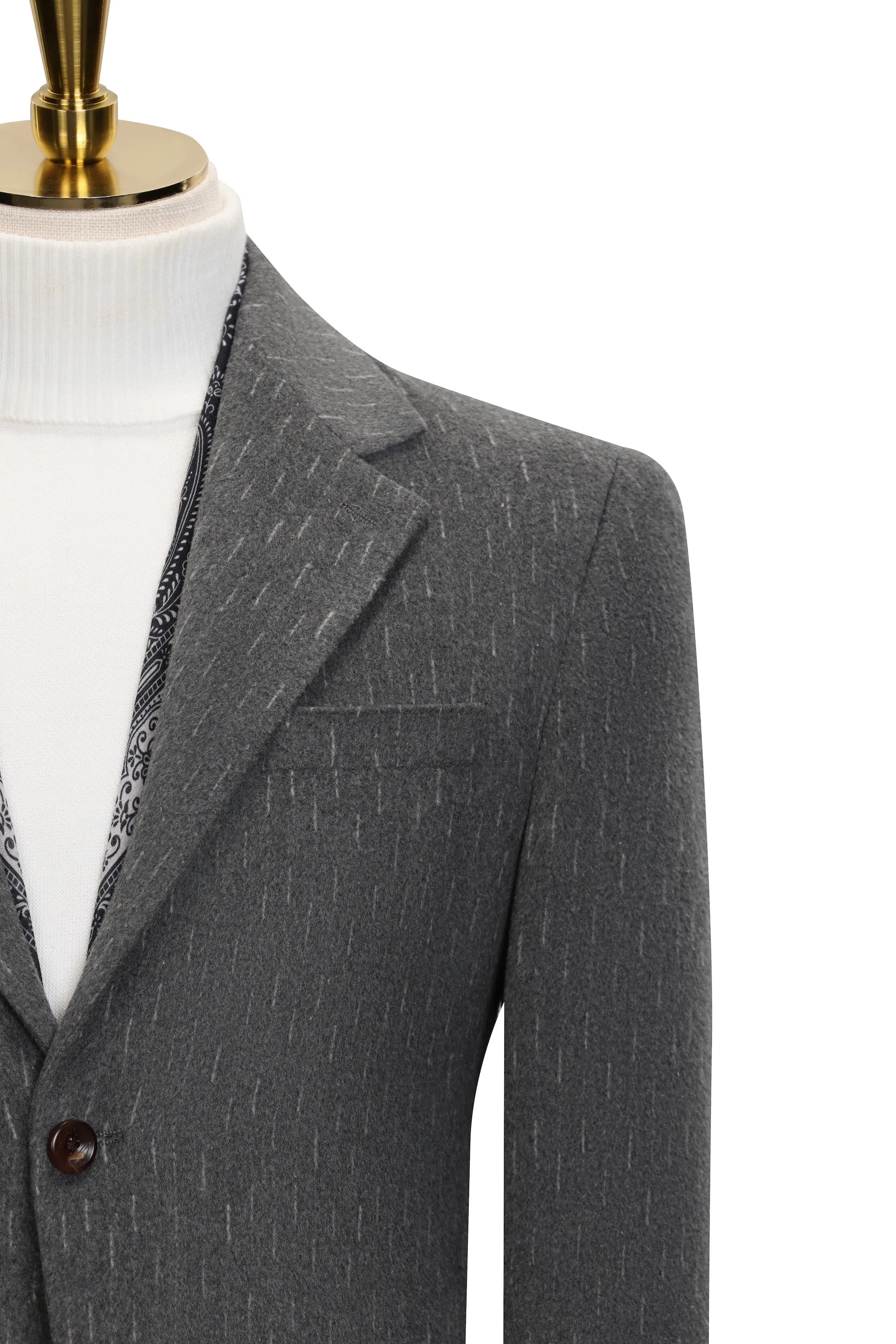 Men's Grey Herringbone 3 Piece Suits