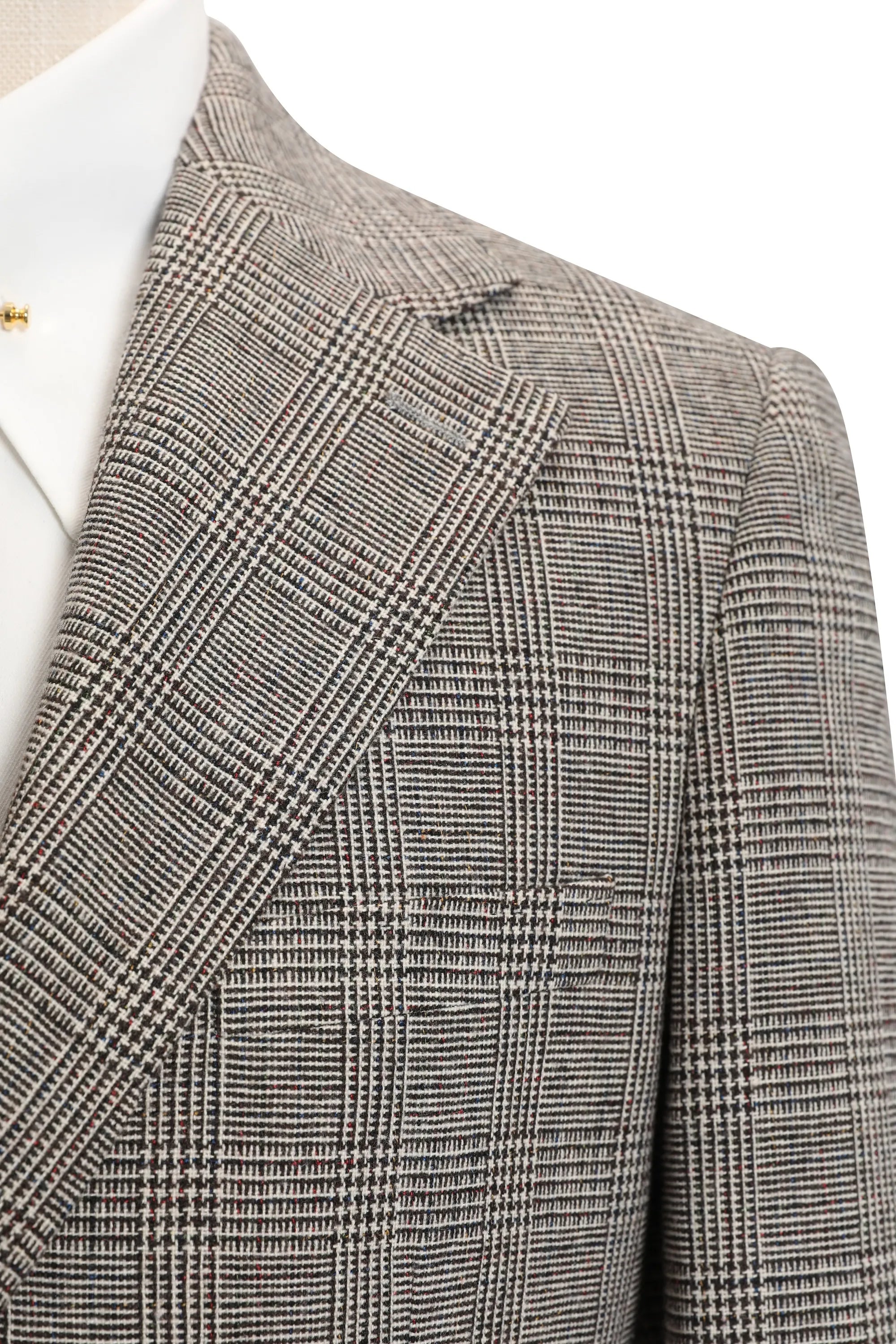 Men's Grey Plaid Woolen 2 Piece Suits