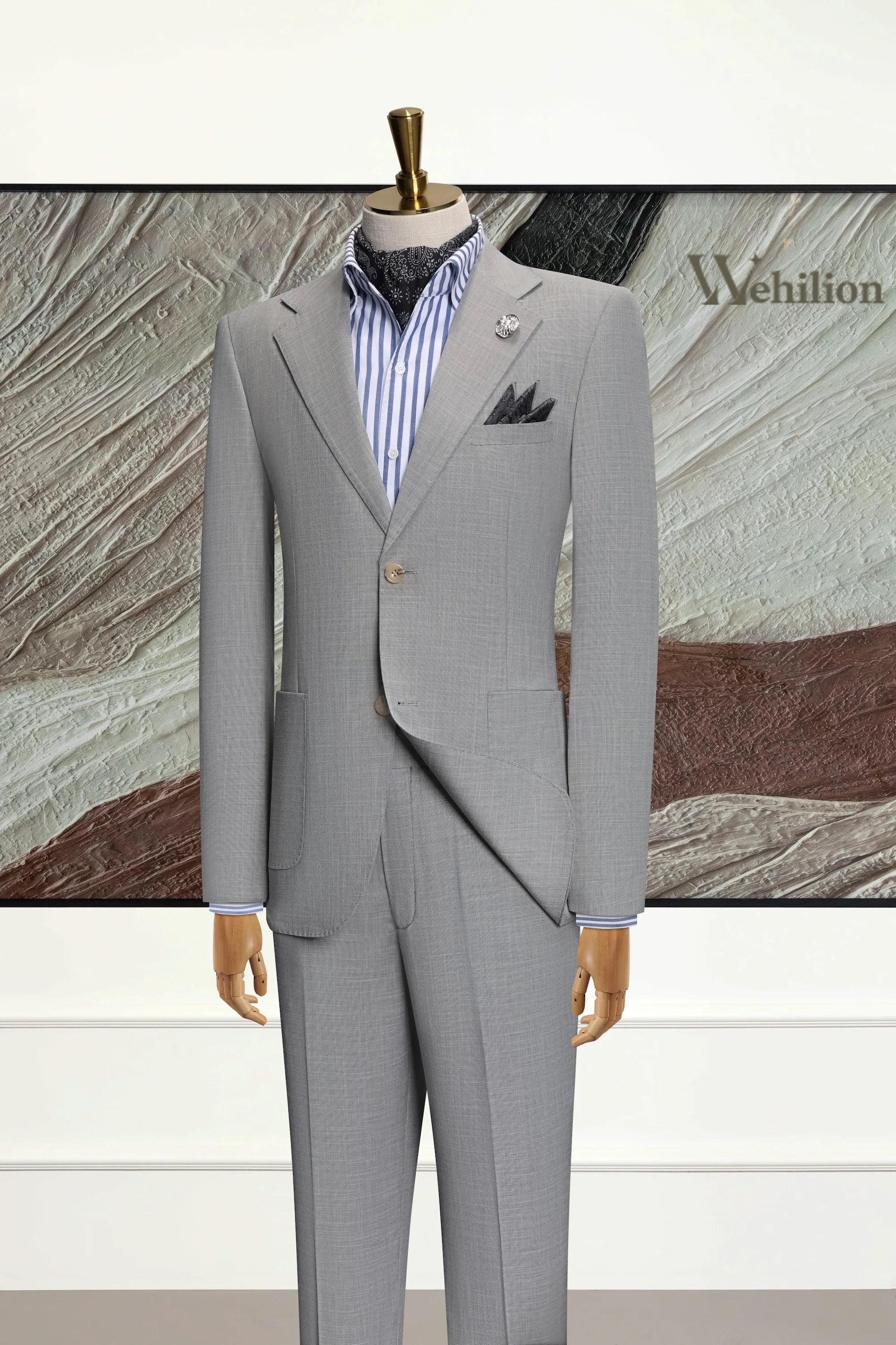 Men's Grey Cooling Fiber 2 Piece Suits