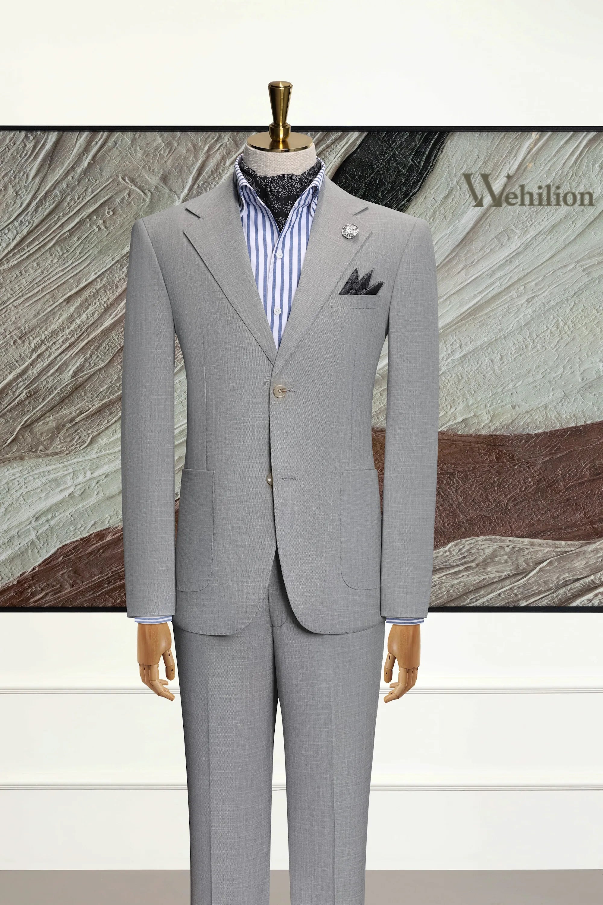 Men's Grey Cooling Fiber 2 Piece Suits