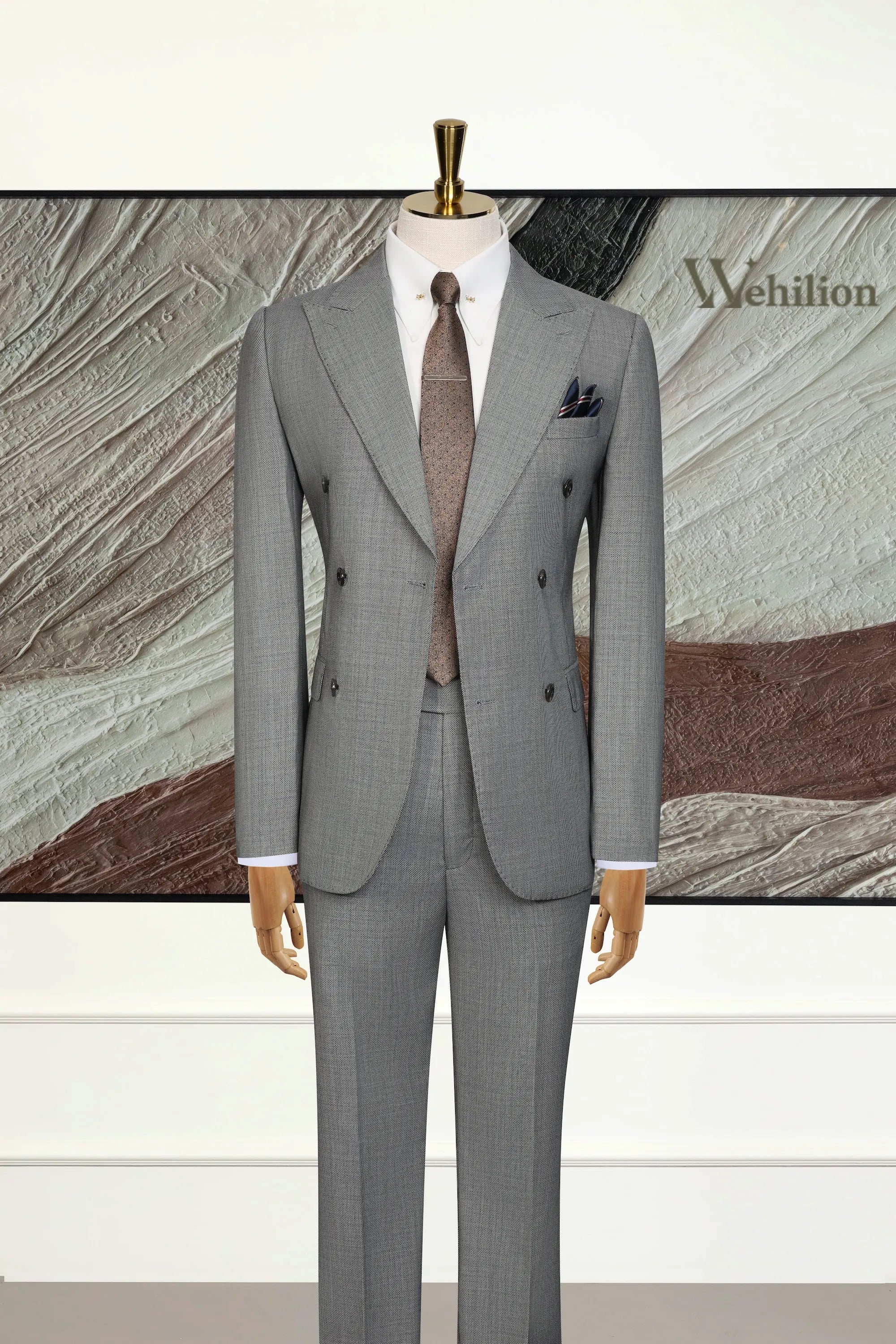 Men's Grey Wool 2 Piece Suits