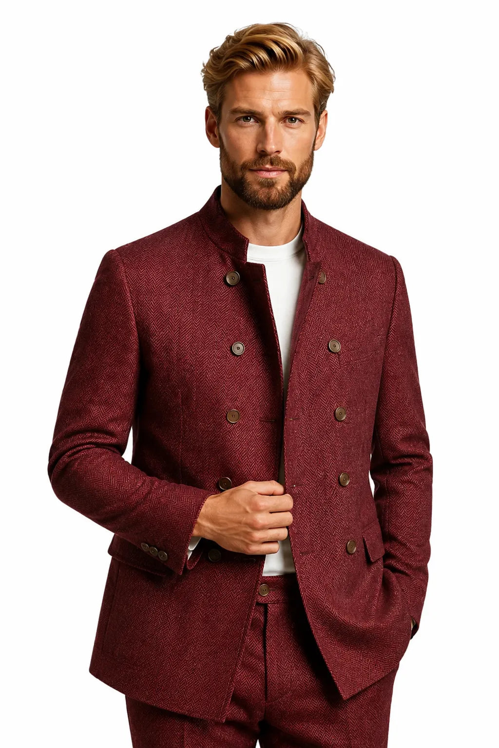 Men's Modern Herringbone 2 Piece Suit