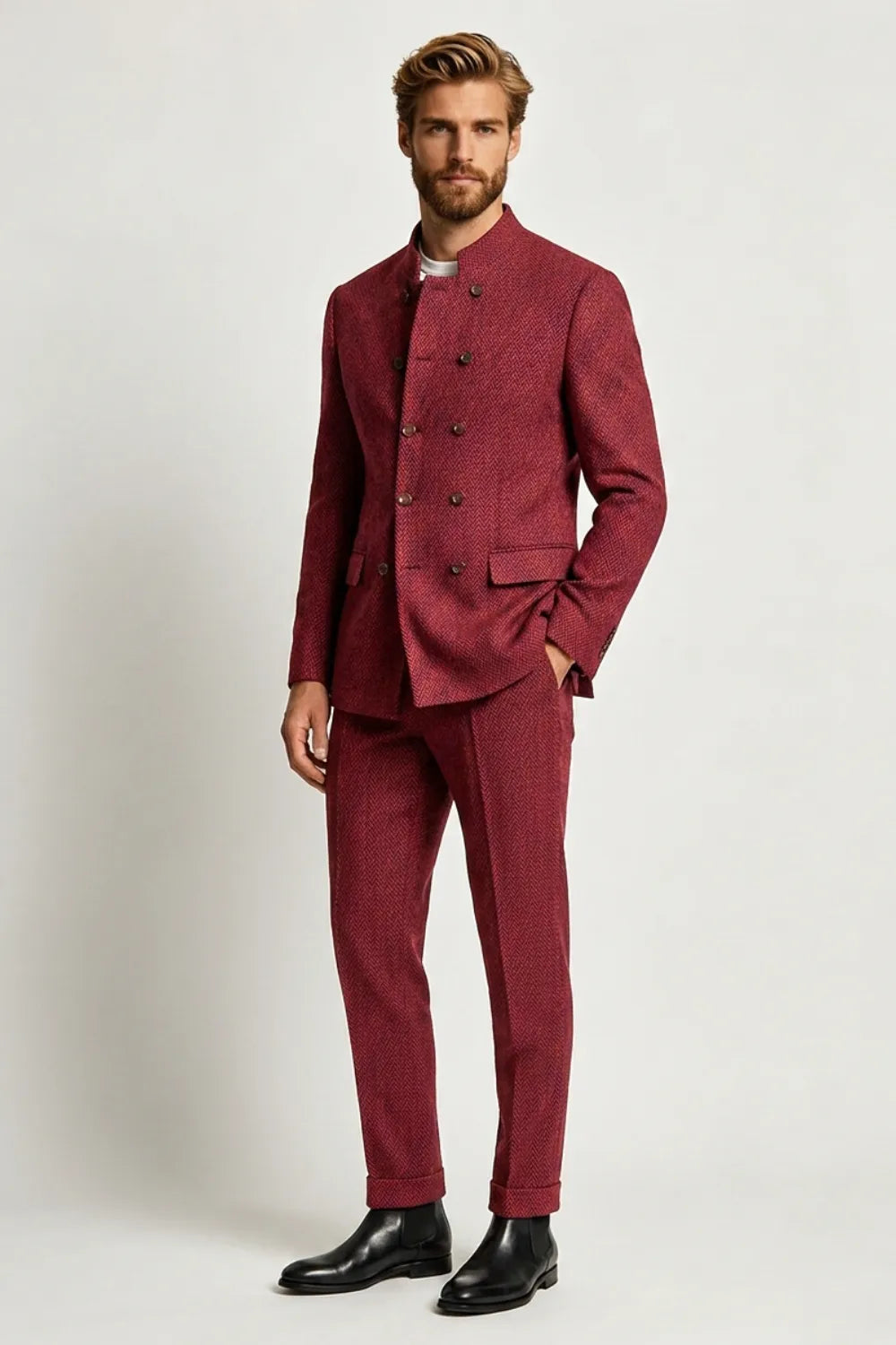 Men's Modern Herringbone 2 Piece Suit