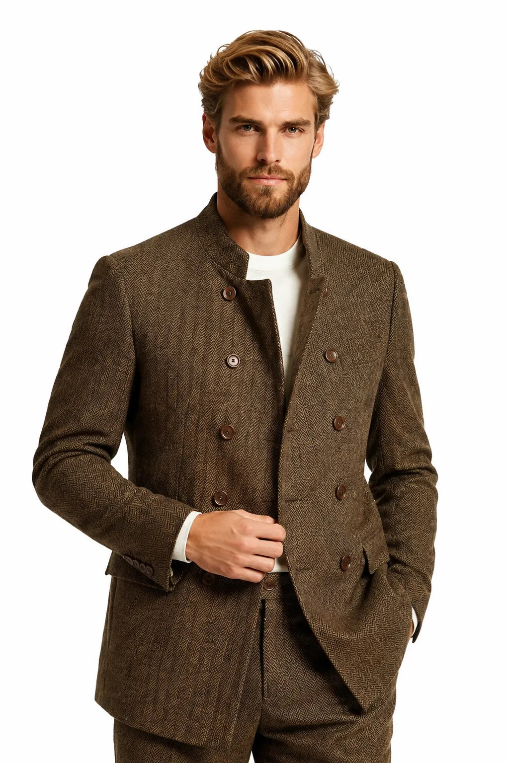Men's Modern Herringbone 2 Piece Suit