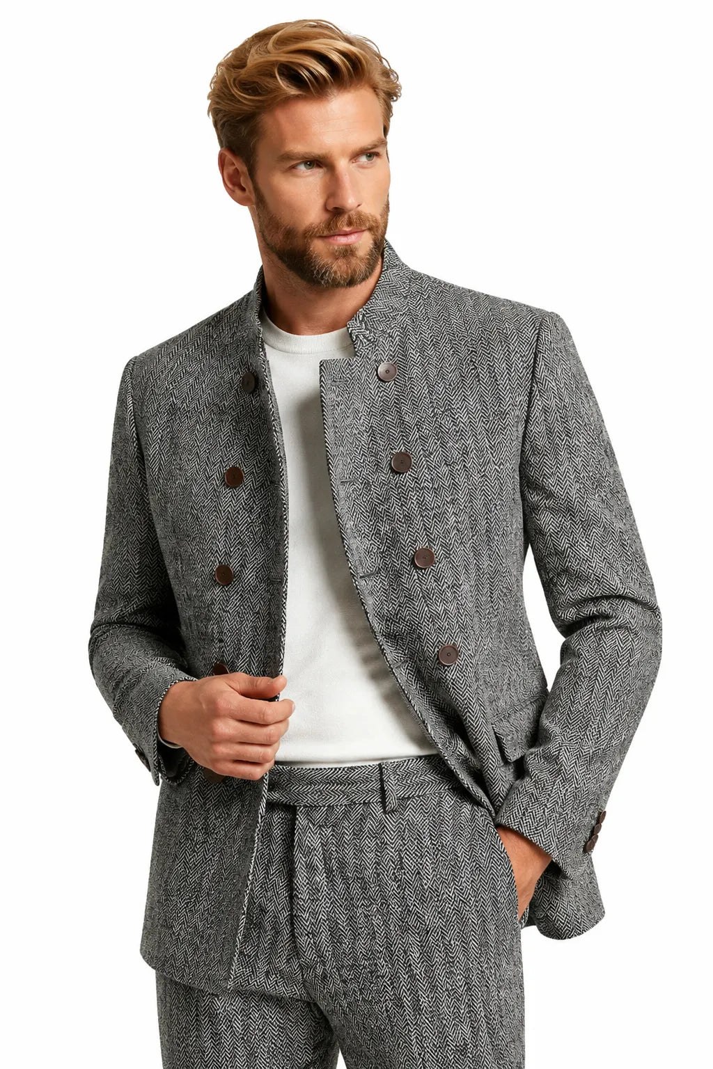 Men's Modern Herringbone 2 Piece Suit