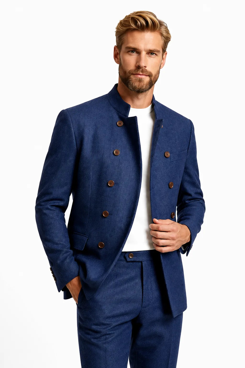 Men's Modern Herringbone 2 Piece Suit