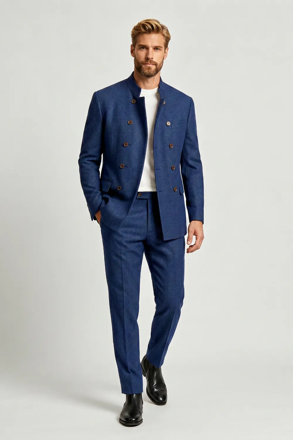 Men's Modern Herringbone 2 Piece Suit