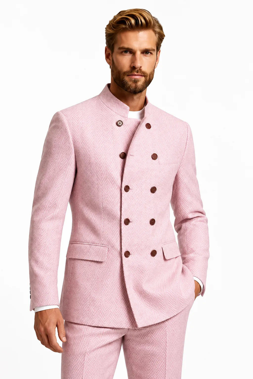Men's Modern Herringbone 2 Piece Suit