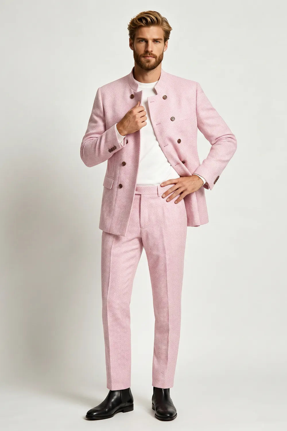 Men's Modern Herringbone 2 Piece Suit