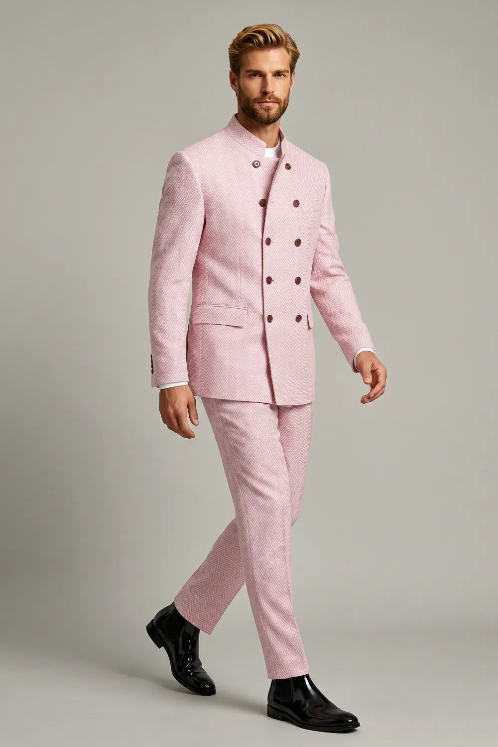 Men's Modern Herringbone 2 Piece Suit