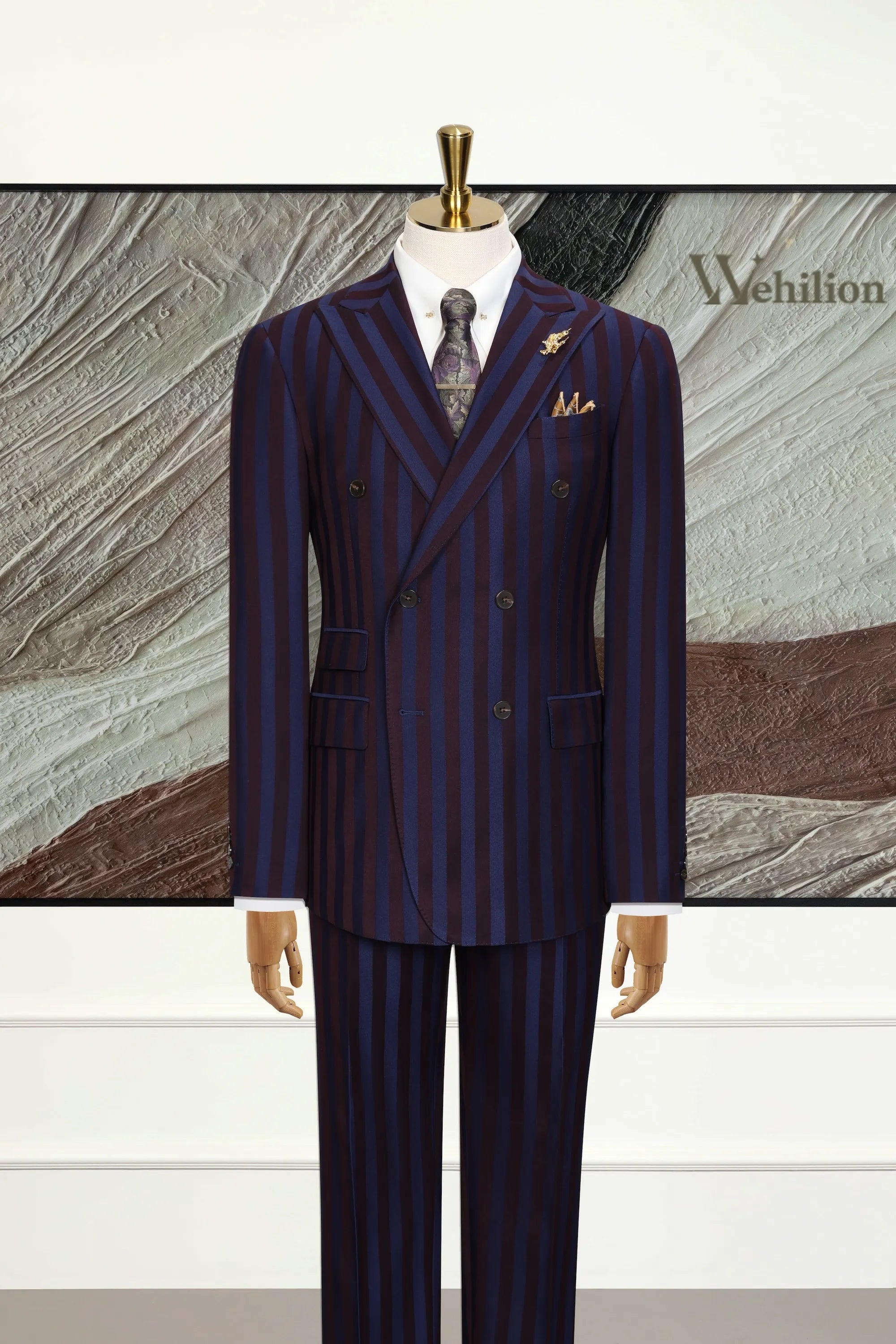 Men's Bold Stripe Vintage 3 Piece Suits