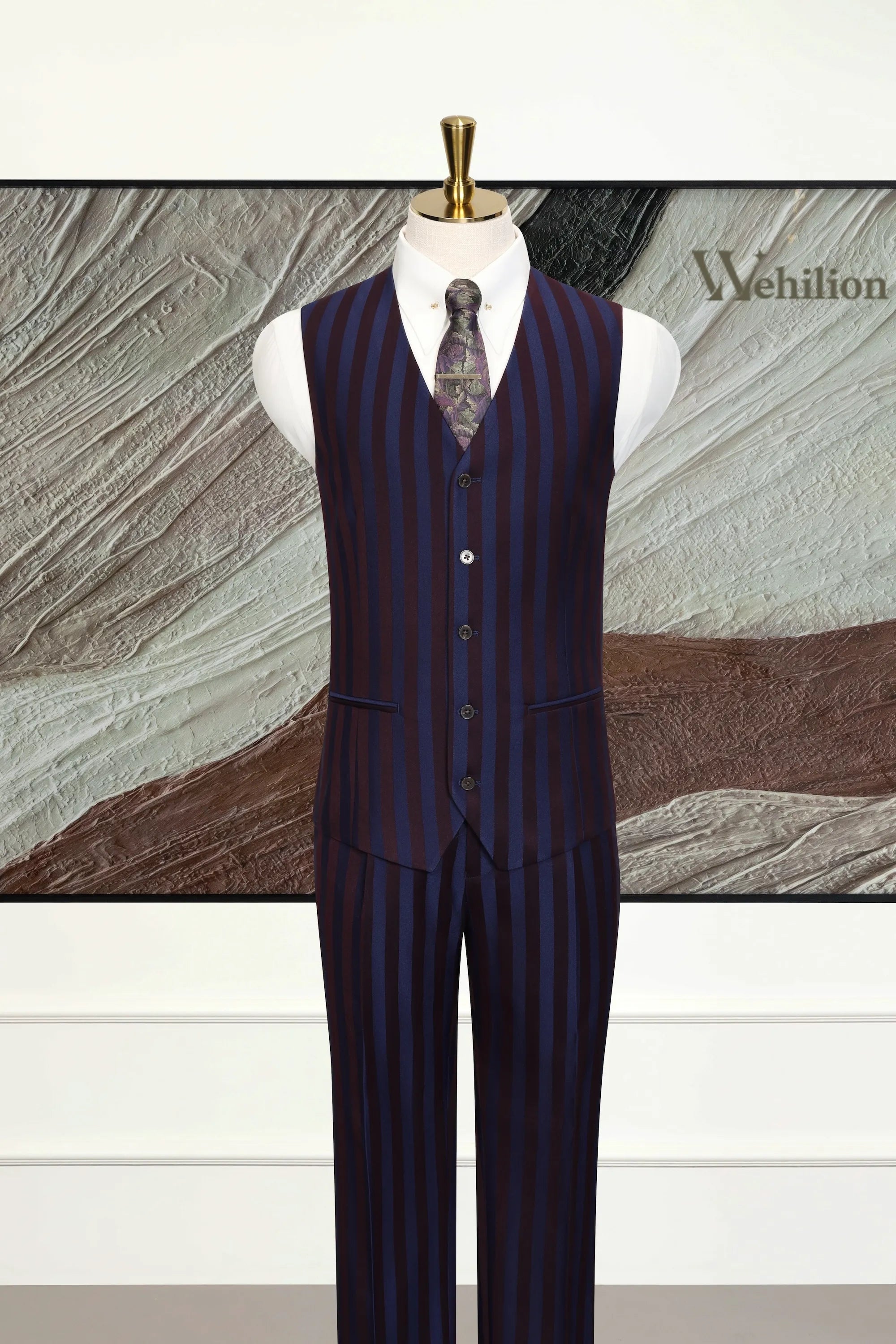 Men's Bold Stripe Vintage 3 Piece Suits