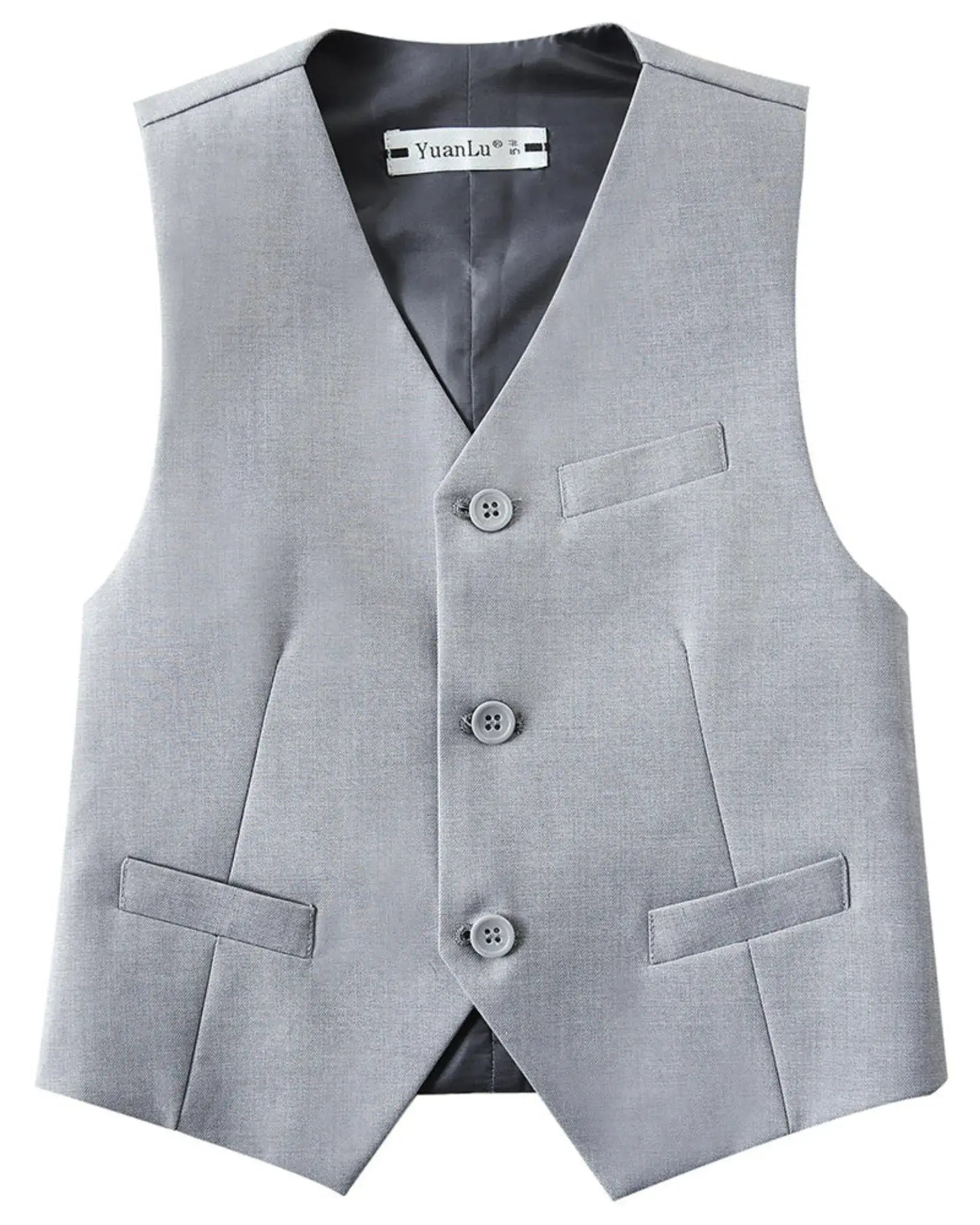 Gray vest front view from boys 4 piece suit – formal page boy outfit