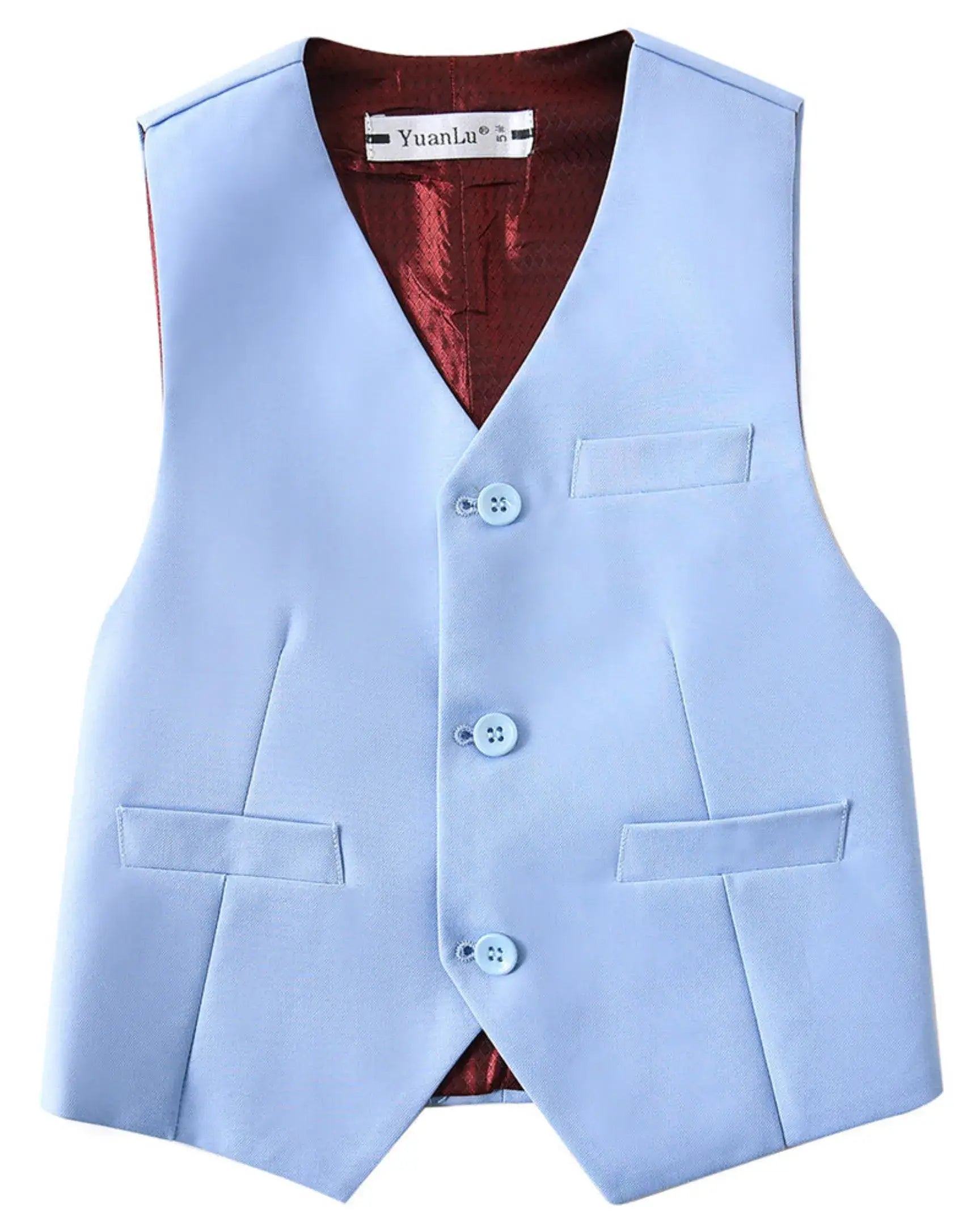Light Blue vest front view from boys 4 piece suit – formal page boy outfit
