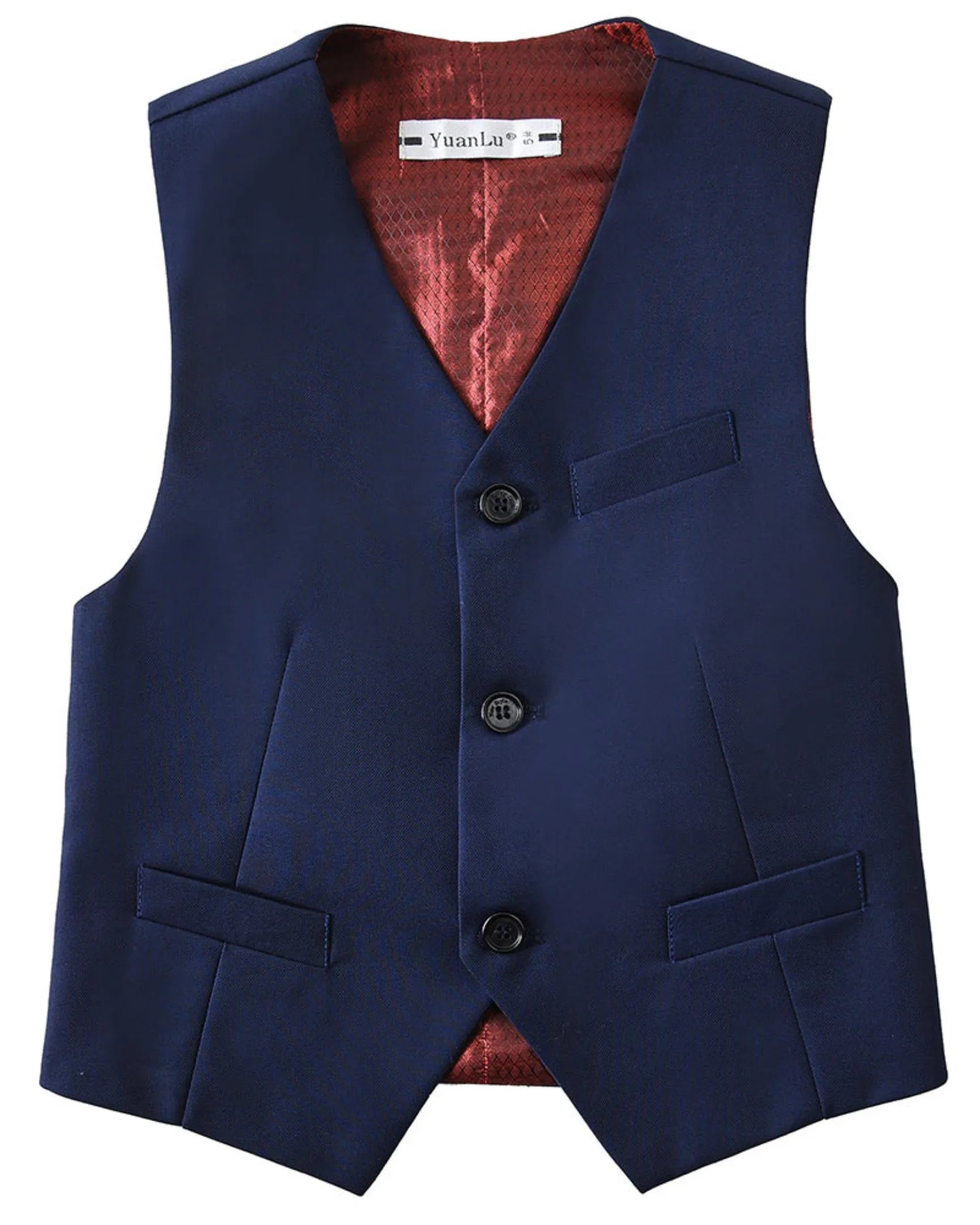 Blue vest front view from boys 4 piece suit – formal page boy outfit