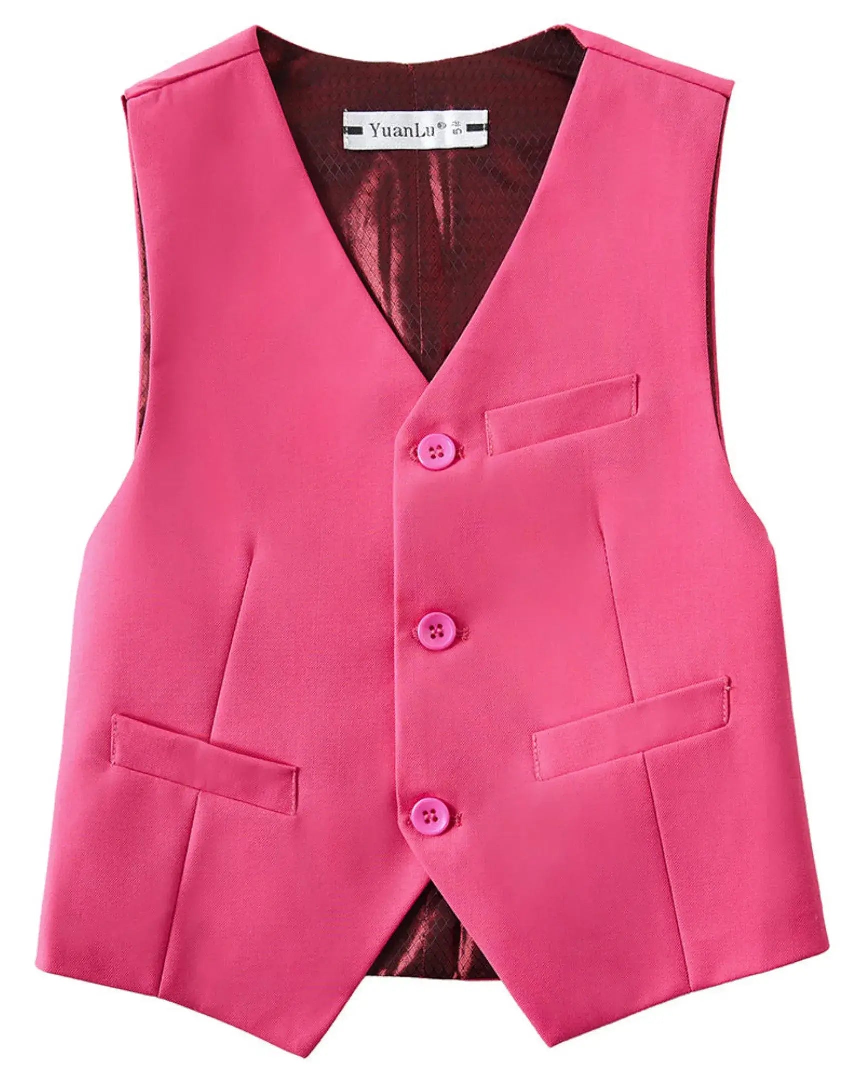 Pink vest front view from boys 4 piece suit – formal page boy outfit