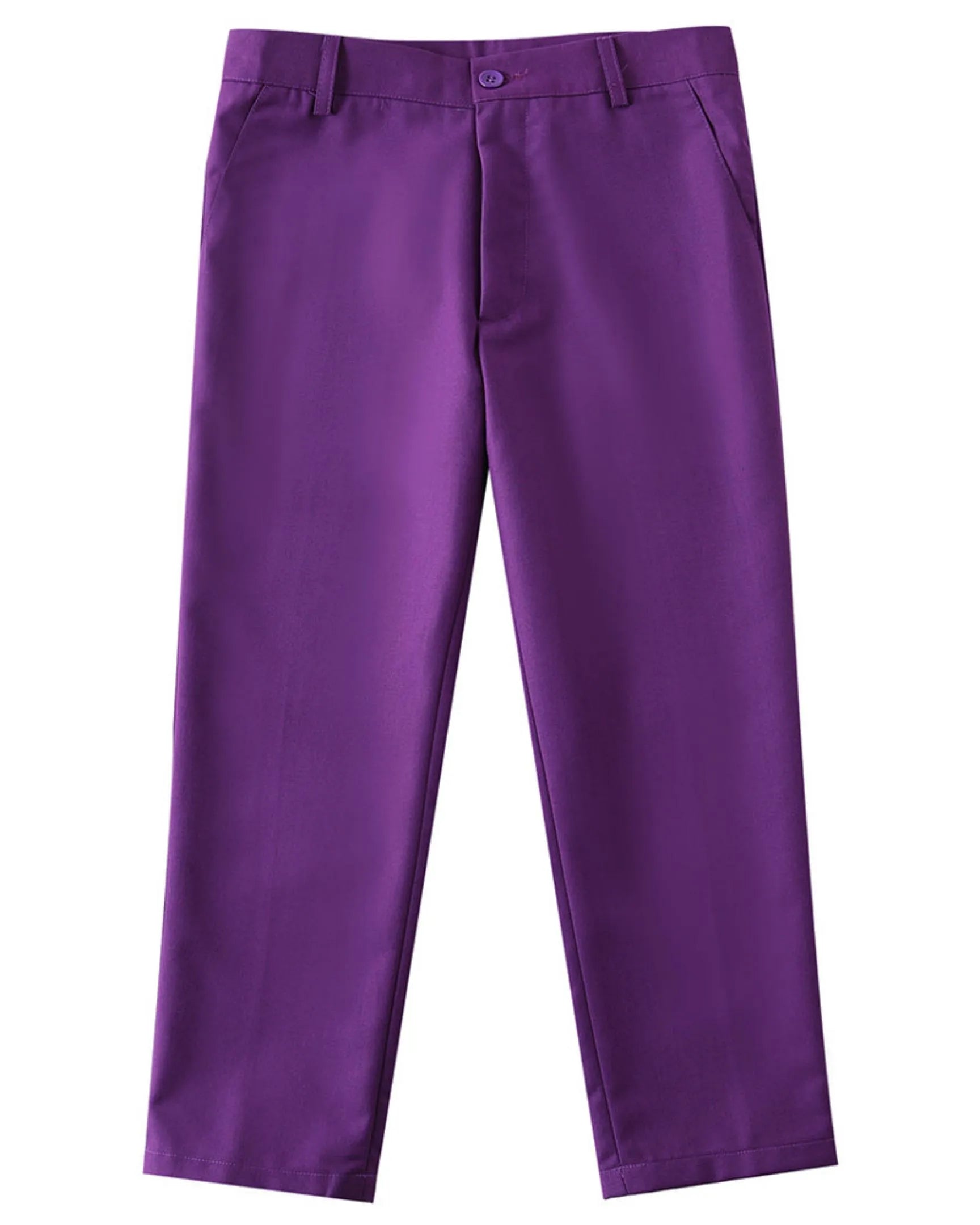 Purple pants flat lay from boys 4 piece suit – wedding and prom outfit for boys