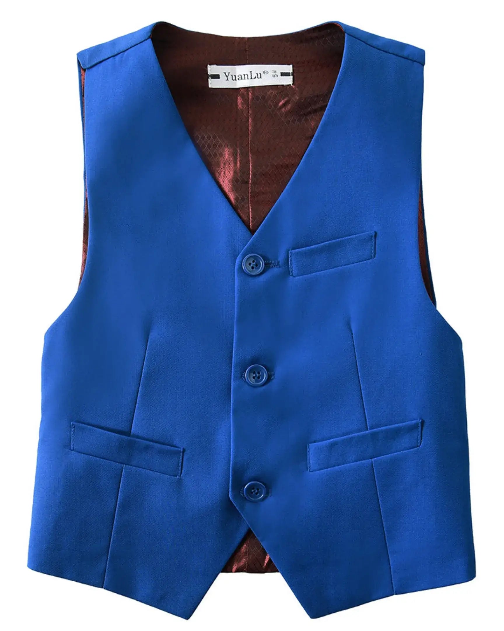 Royal blue vest front view from boys 4 piece suit – formal page boy outfit